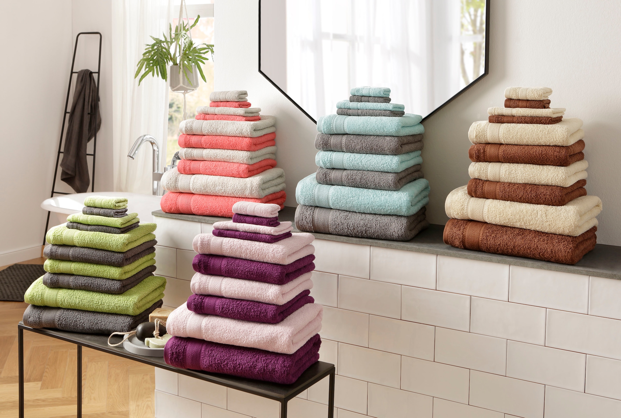 my home Handtuch Set »Afri«, Set, 10 tlg., Walkfrottee, Handtücher aus 100%  Baumwolle, weich, mit Bordüre auf Rechnung | BAUR