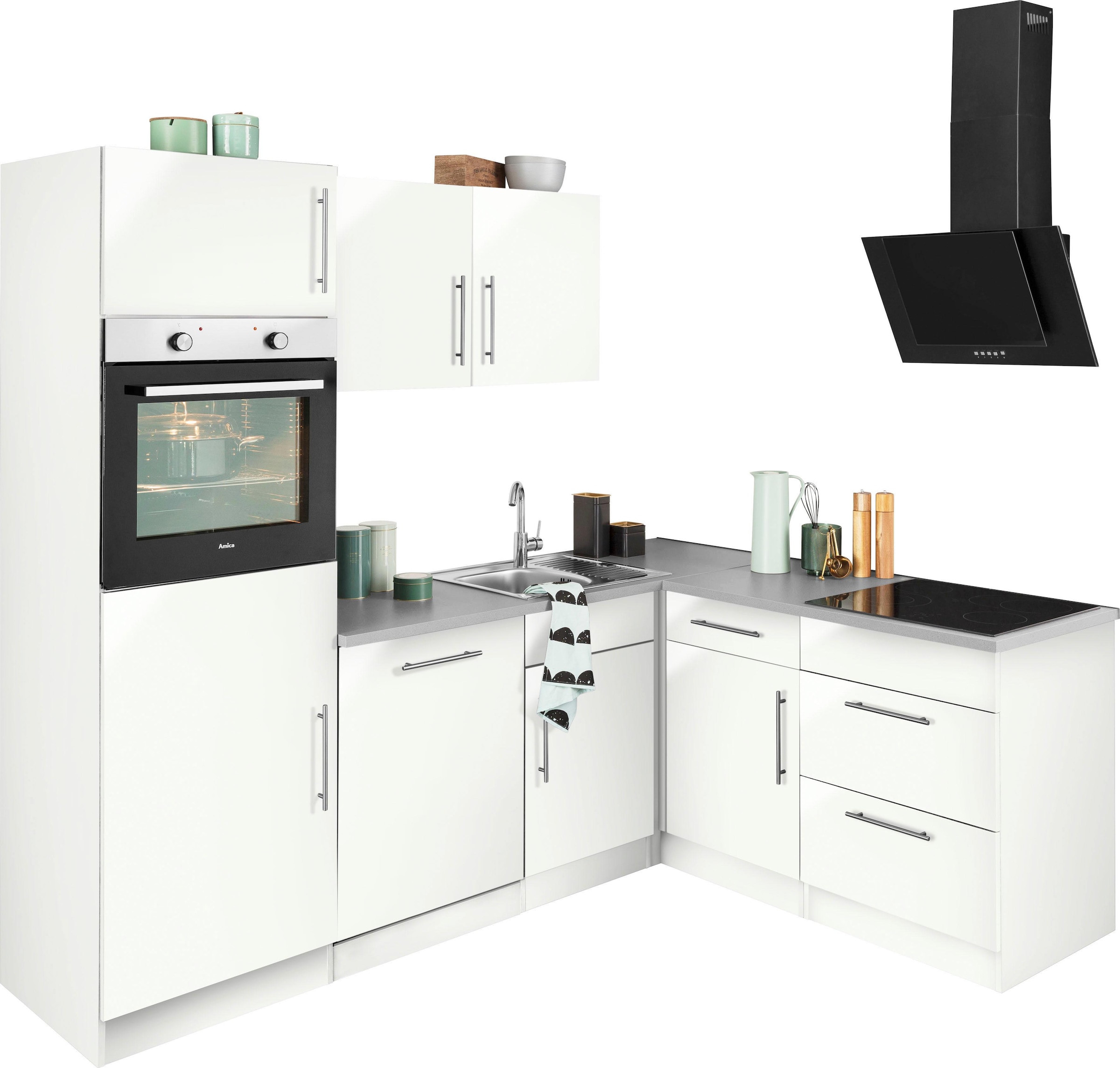 wiho Küchen Winkelküche "Cali", mit E-Geräten, Stellbreite 230 x 170 cm