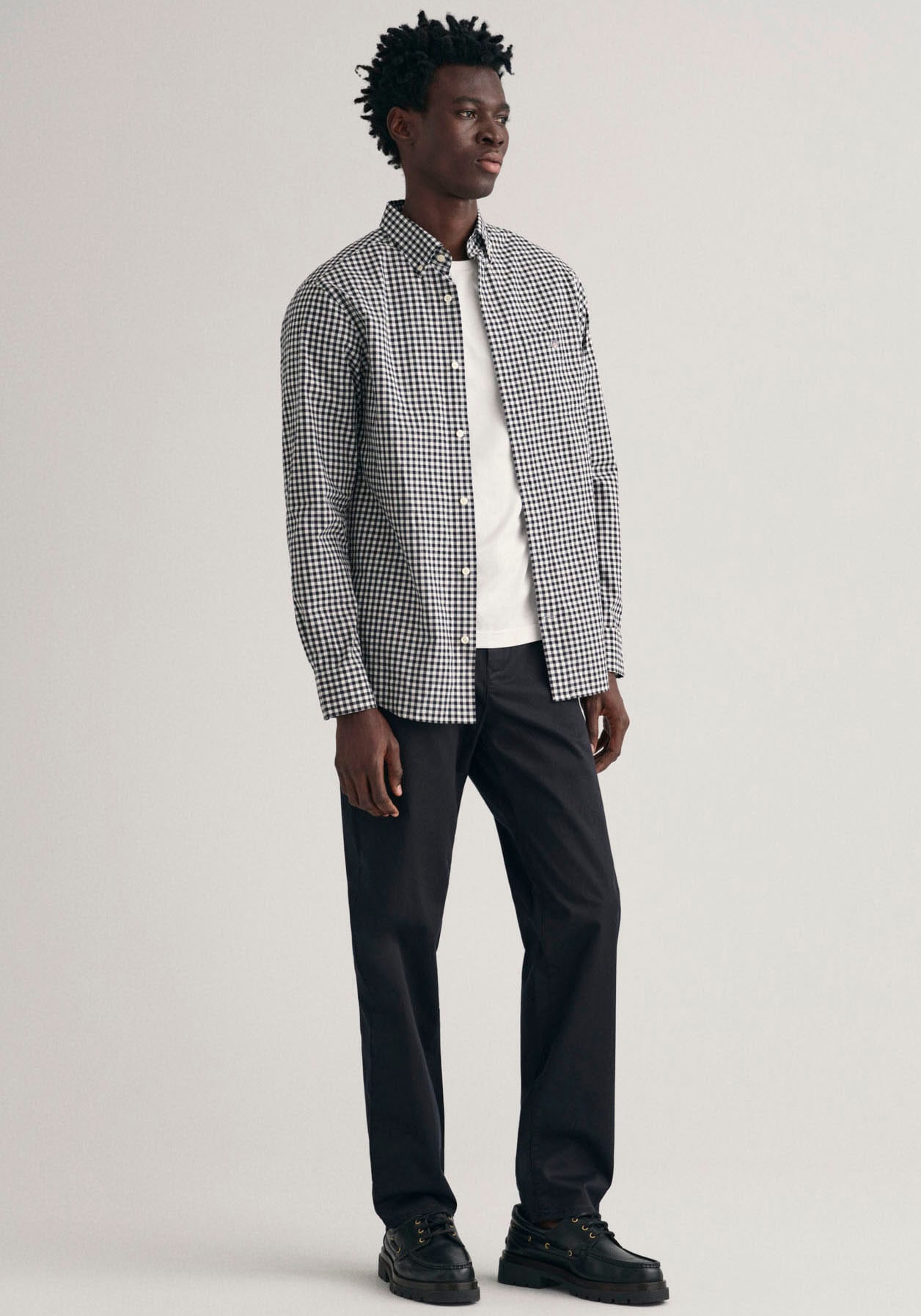 Gant Langarmhemd »REG POPLIN GINGHAM SHIRT«, mit Logostickerei auf der Brust