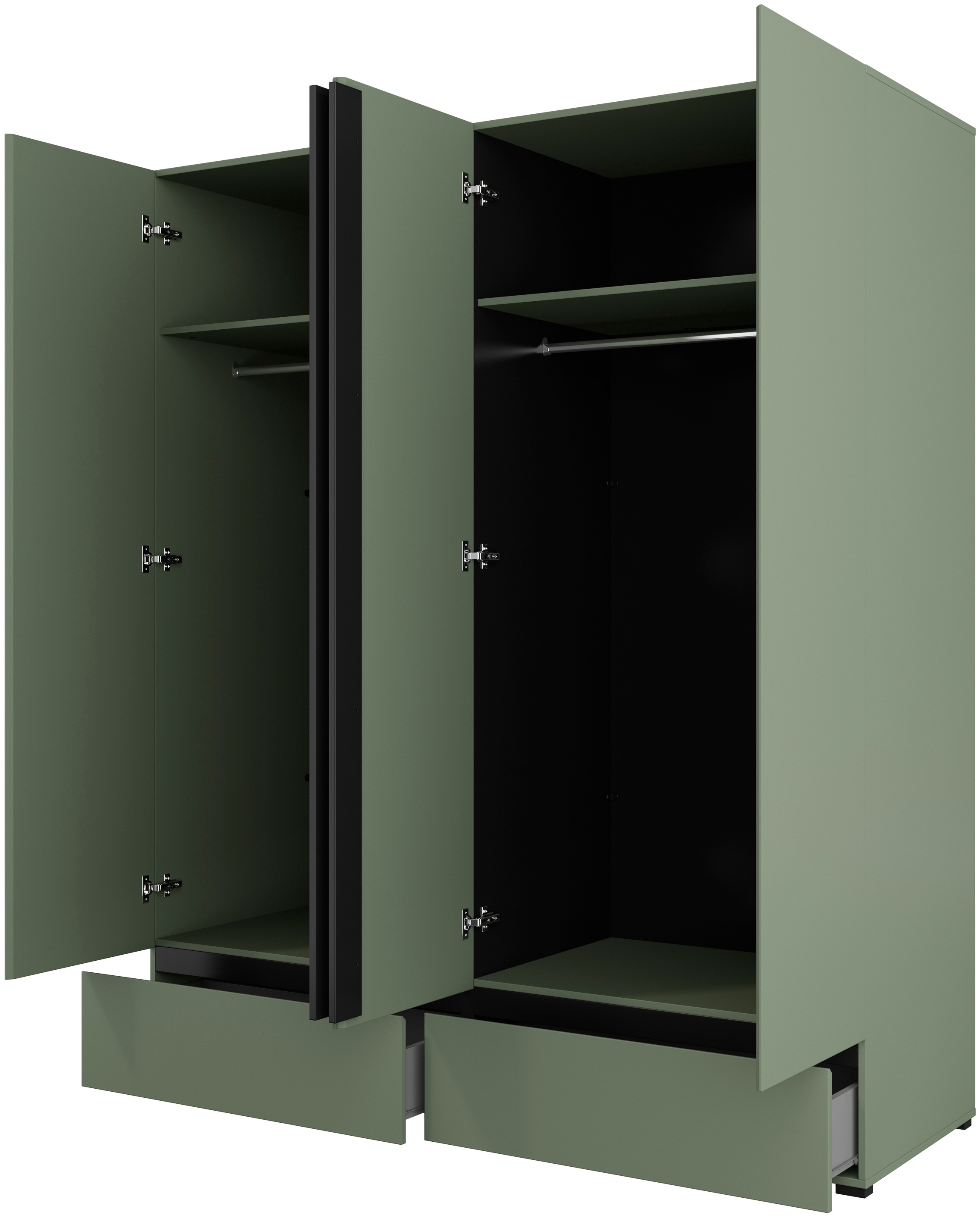 Thumbnail - Home affaire Drehtürenschrank "Cross, moderner griffloser Kleiderschrank" Wäscheschrank mit Schublade, Garderobe, Türen