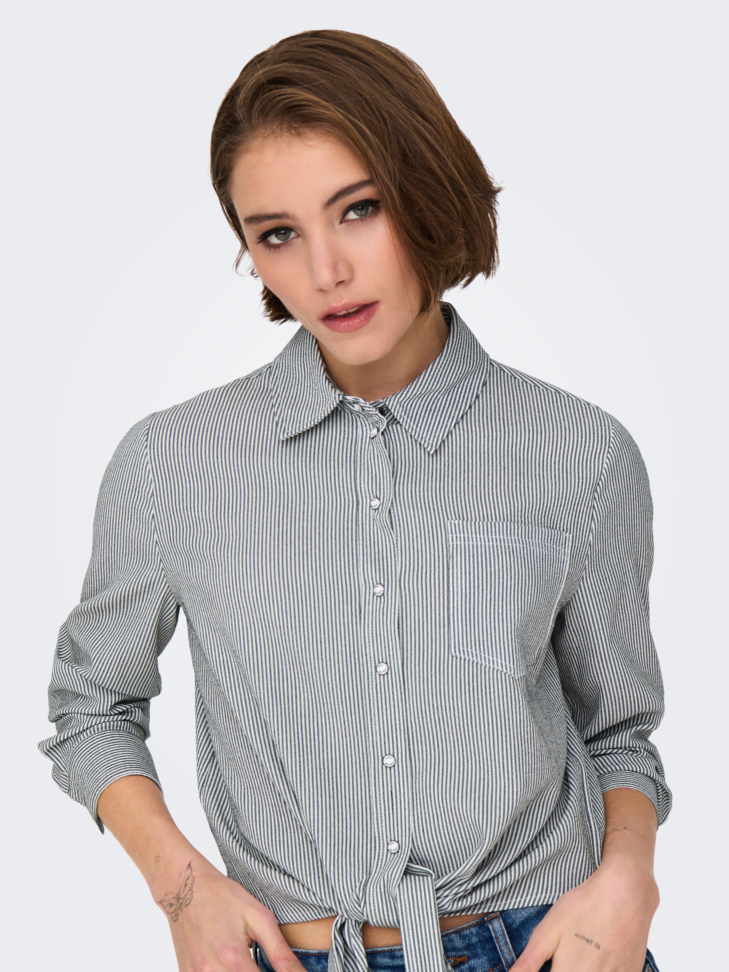 ONLY Hemdbluse "ONLLECEY LS KNOT SHIRT NOOS WVN" günstig online kaufen