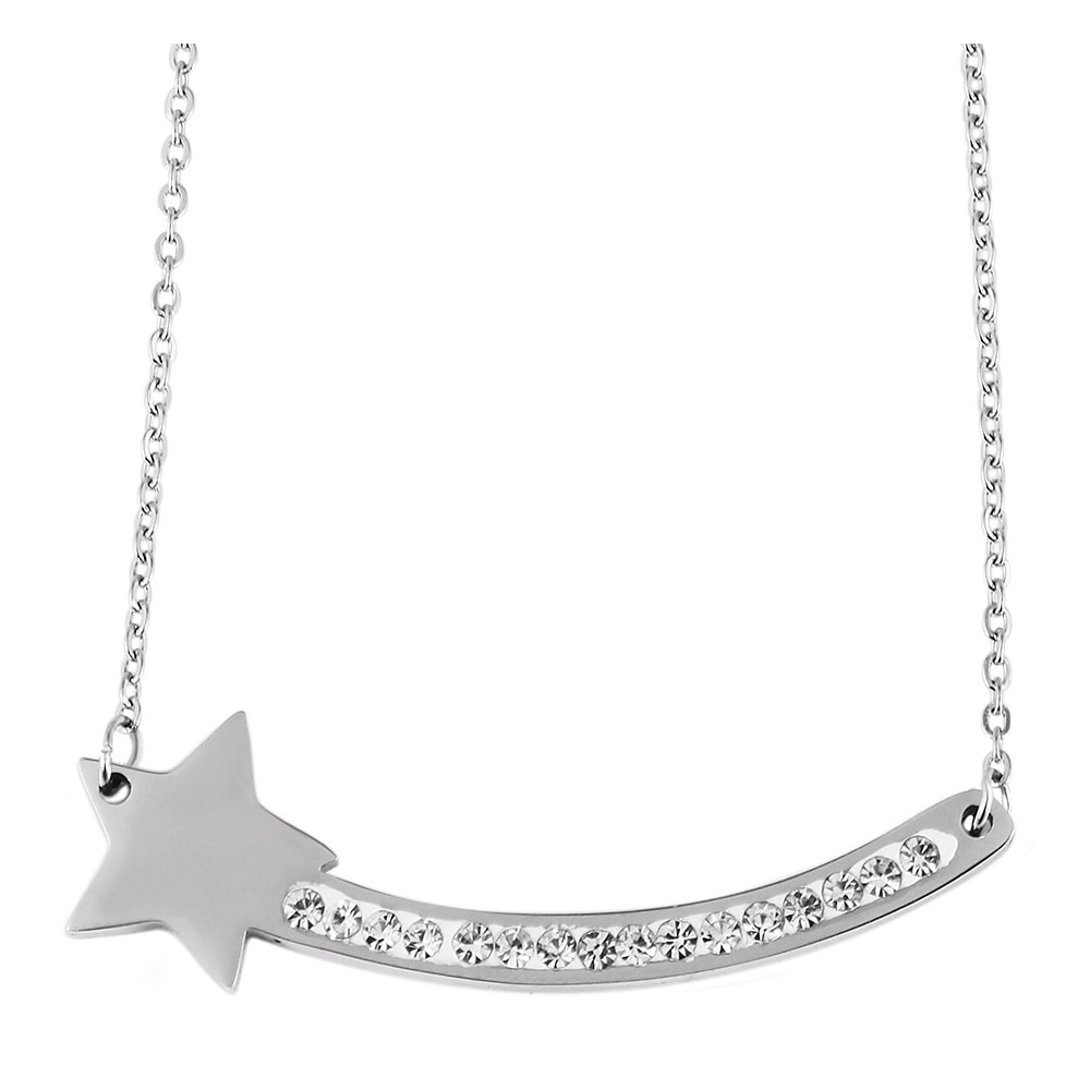 ADELIA ́S Damen Kette ohne Anhänger "Damen Halskette – Ankerkette aus Edelstahl mit Zirkonia 45 cm", 45cm, Edelstahlsilber, Edelstahl, Halsketten,