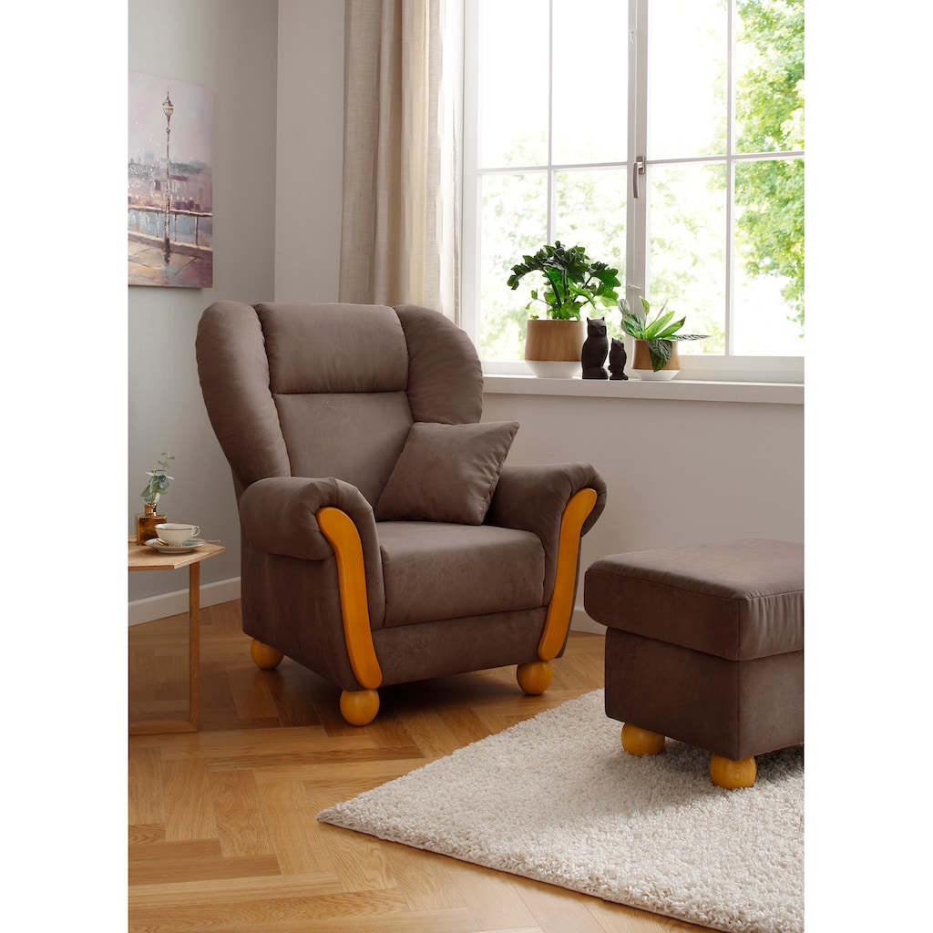 Home affaire Loungesessel »Milano Vintage«, hoher Sitzkomfort mit hoher Rückenlehne, incl. Zierkissen