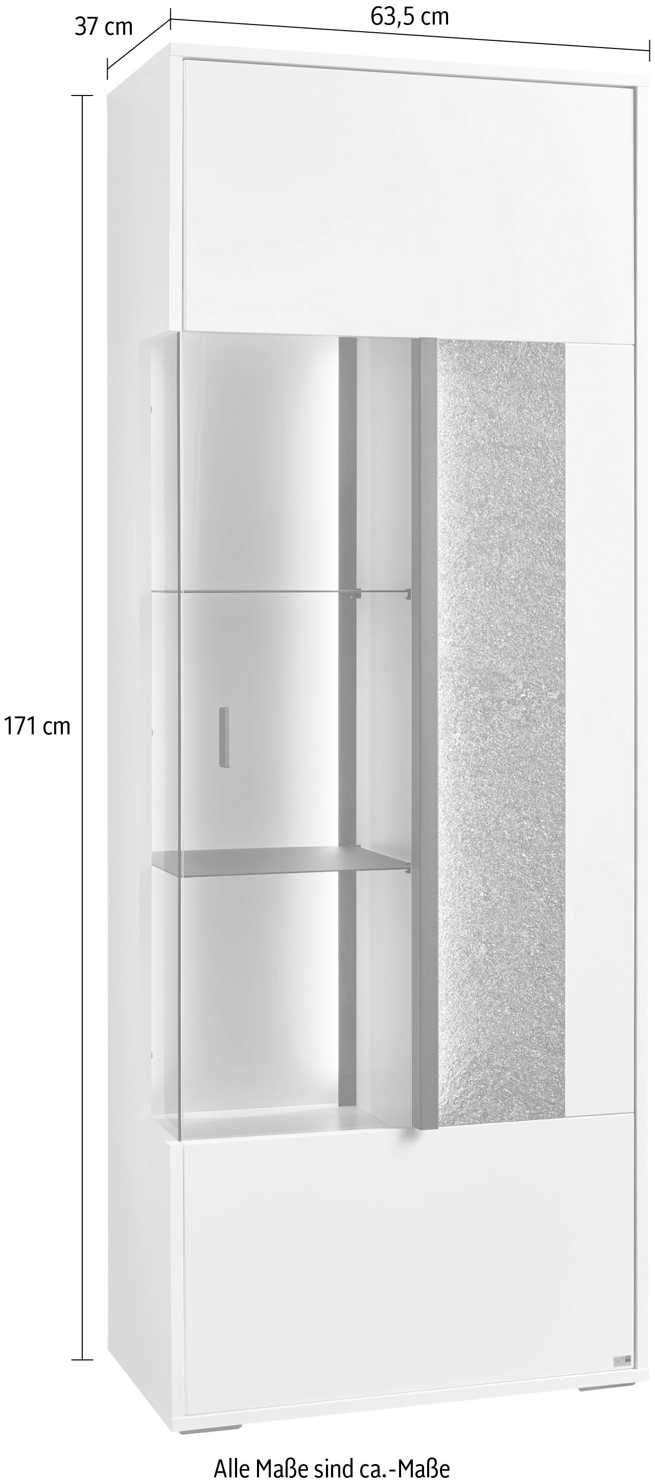 set one by Musterring Vitrine »Deltona«, mit Sandsteinelement, inkl. Beleuchtung, zwei Farben, B64 x H170 cm