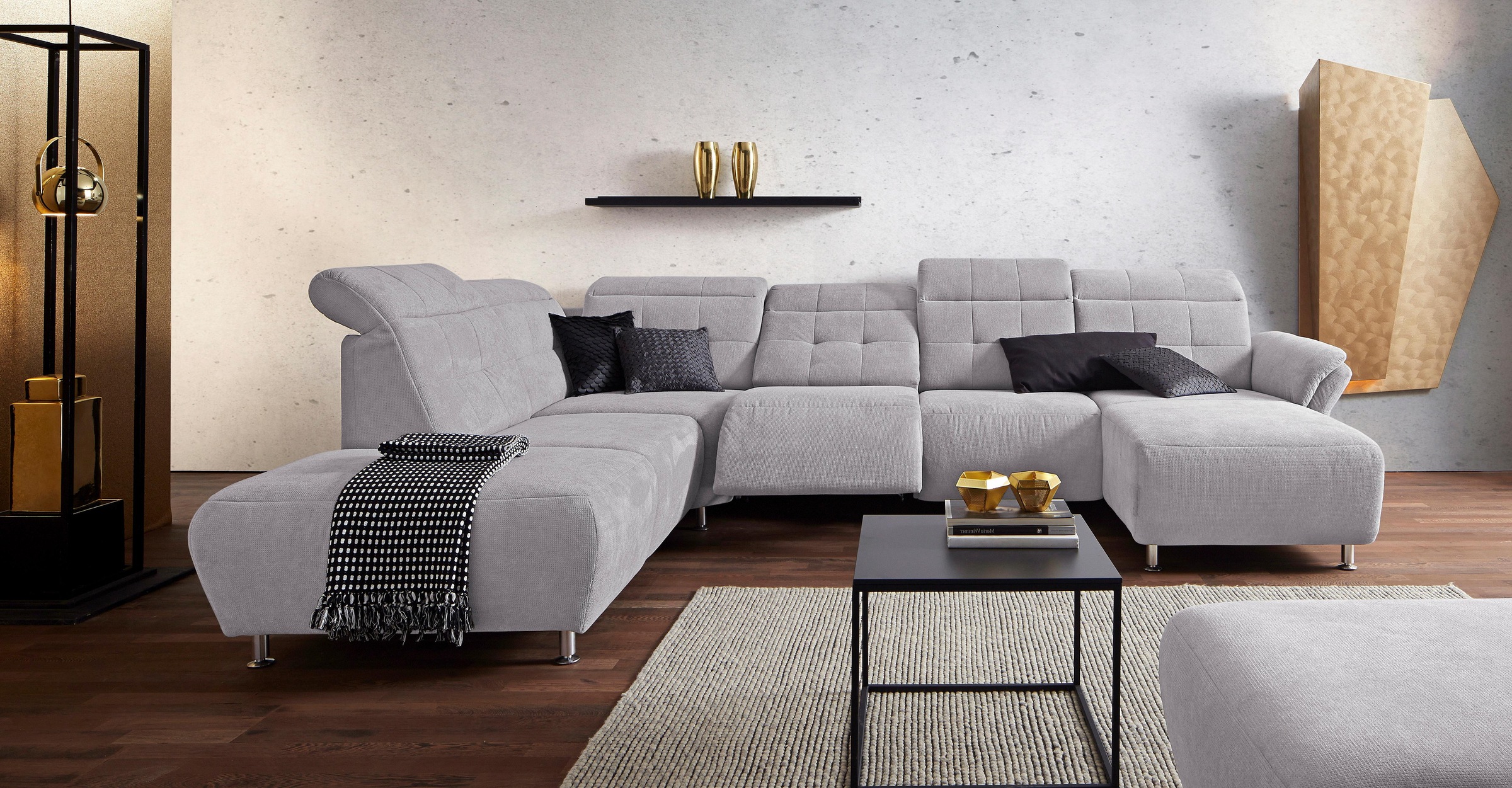 Home affaire Wohnlandschaft "Manhattan U-Form" 2 Sitze mit elektrischer Rel günstig online kaufen