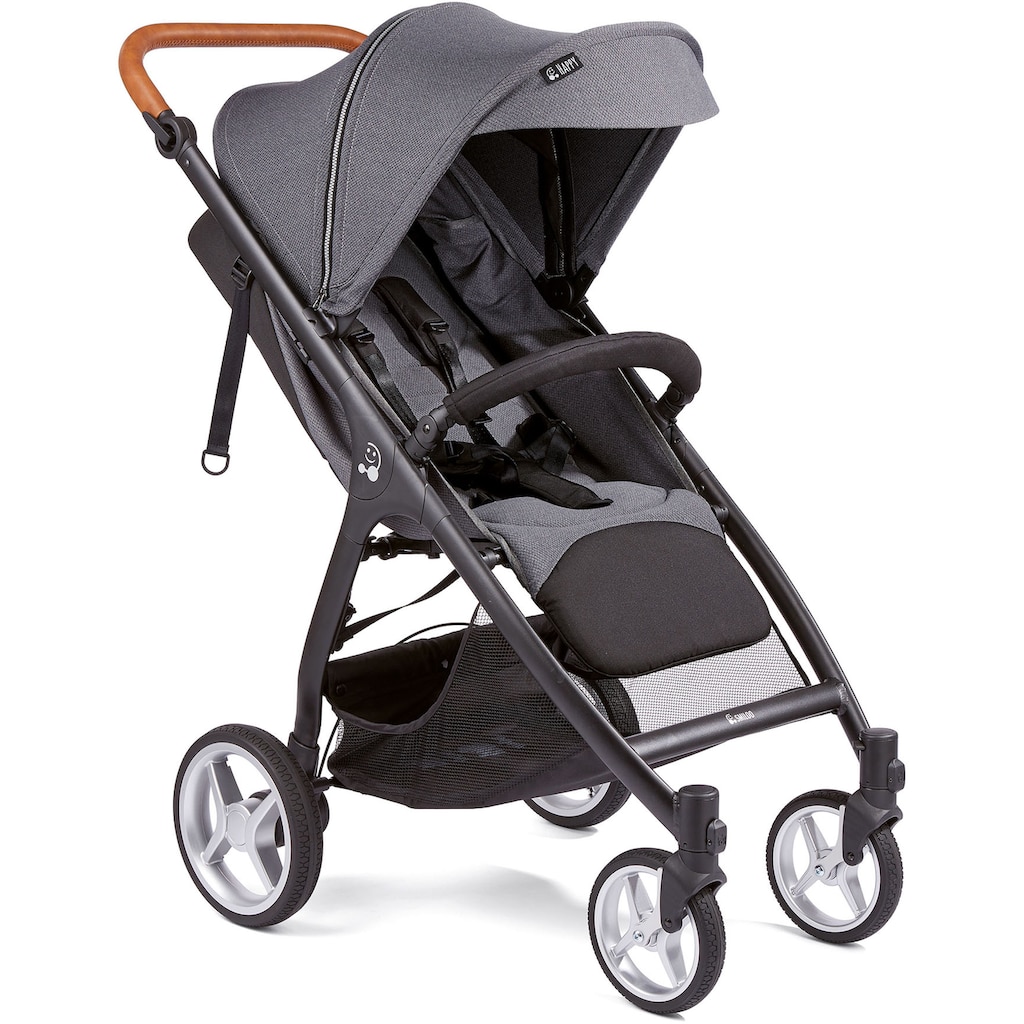 Gesslein Kinder-Buggy »Smiloo Happy +, schwarz/cognac, stahlgrau«, mit Einhand-Faltmechanismus; Kinderwagen