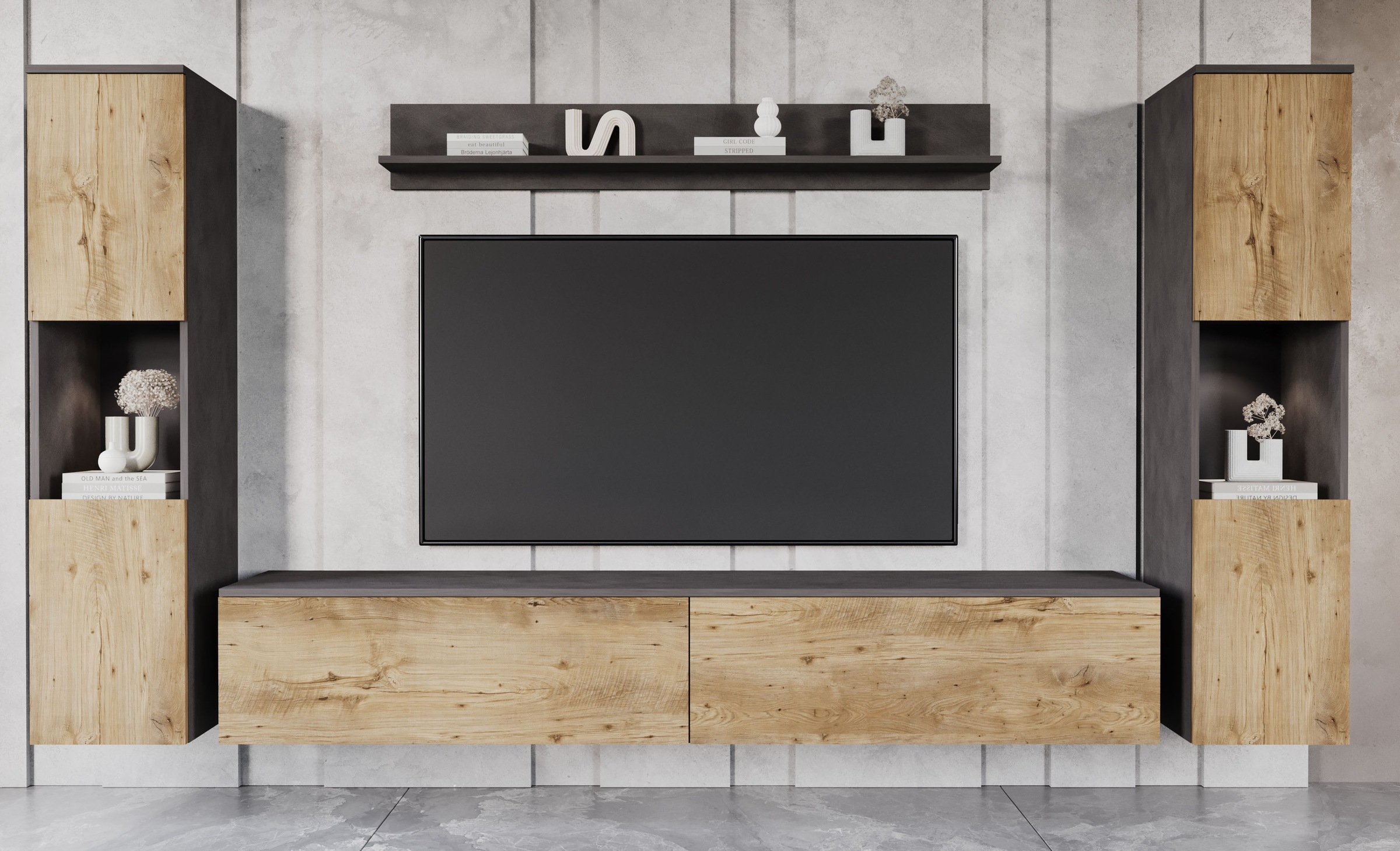 INOSIGN Wohnwand "PARIS, Vitrine Türanschlag links/rechts wechselbar" Kompl günstig online kaufen