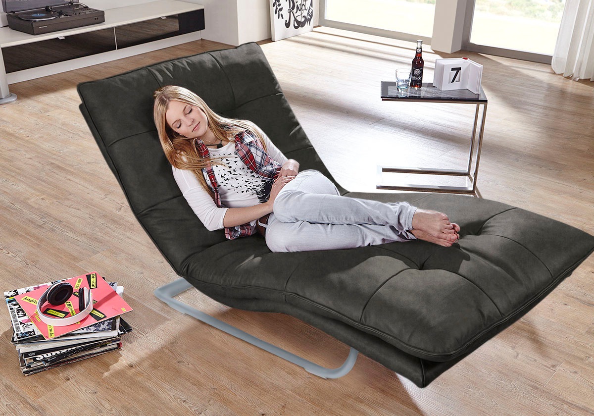 W.SCHILLIG Relaxliege »daily dreams«, in Waffelkissen-Optik, wahlweise mit Motor, silber matt, in 2 Breiten
