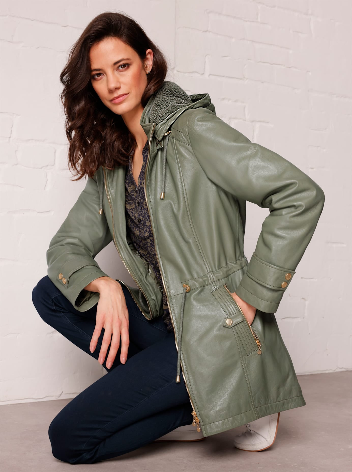 CREATION L PREMIUM Lederjacke, mit Kapuze günstig online kaufen