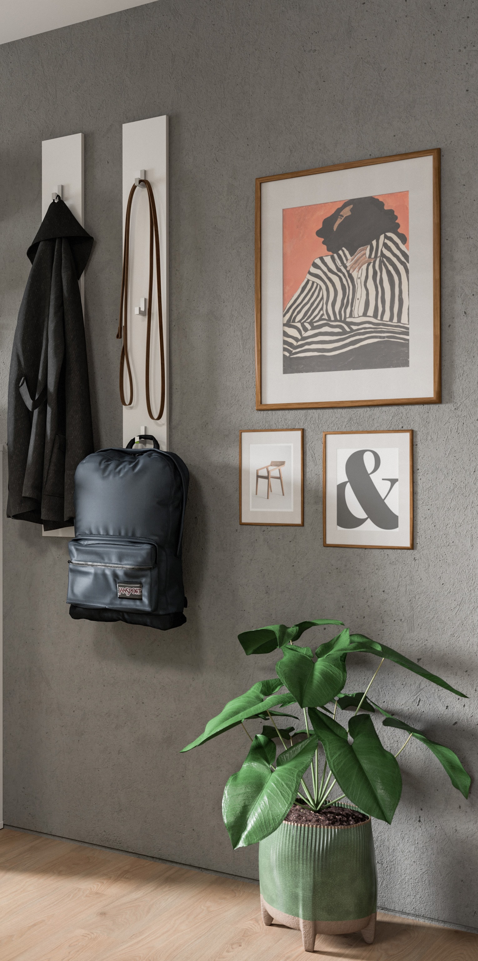 INOSIGN Garderobenpaneel, Trondheim Paneel 2er Set, Höhe 115 cm, 6 Haken, Flur, Diele
