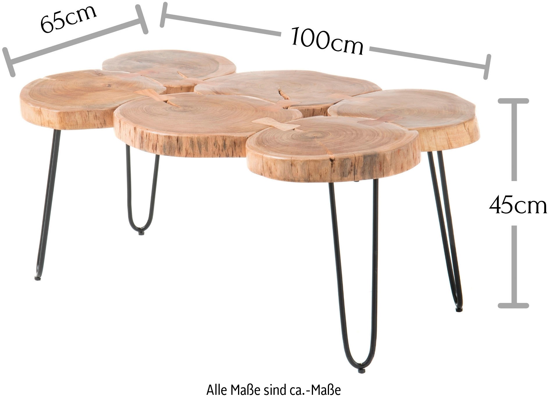 Stolkom Couchtisch »Cole«, Massivholz Akazie, Wahlweise Couchtisch oder Beistelltisch
