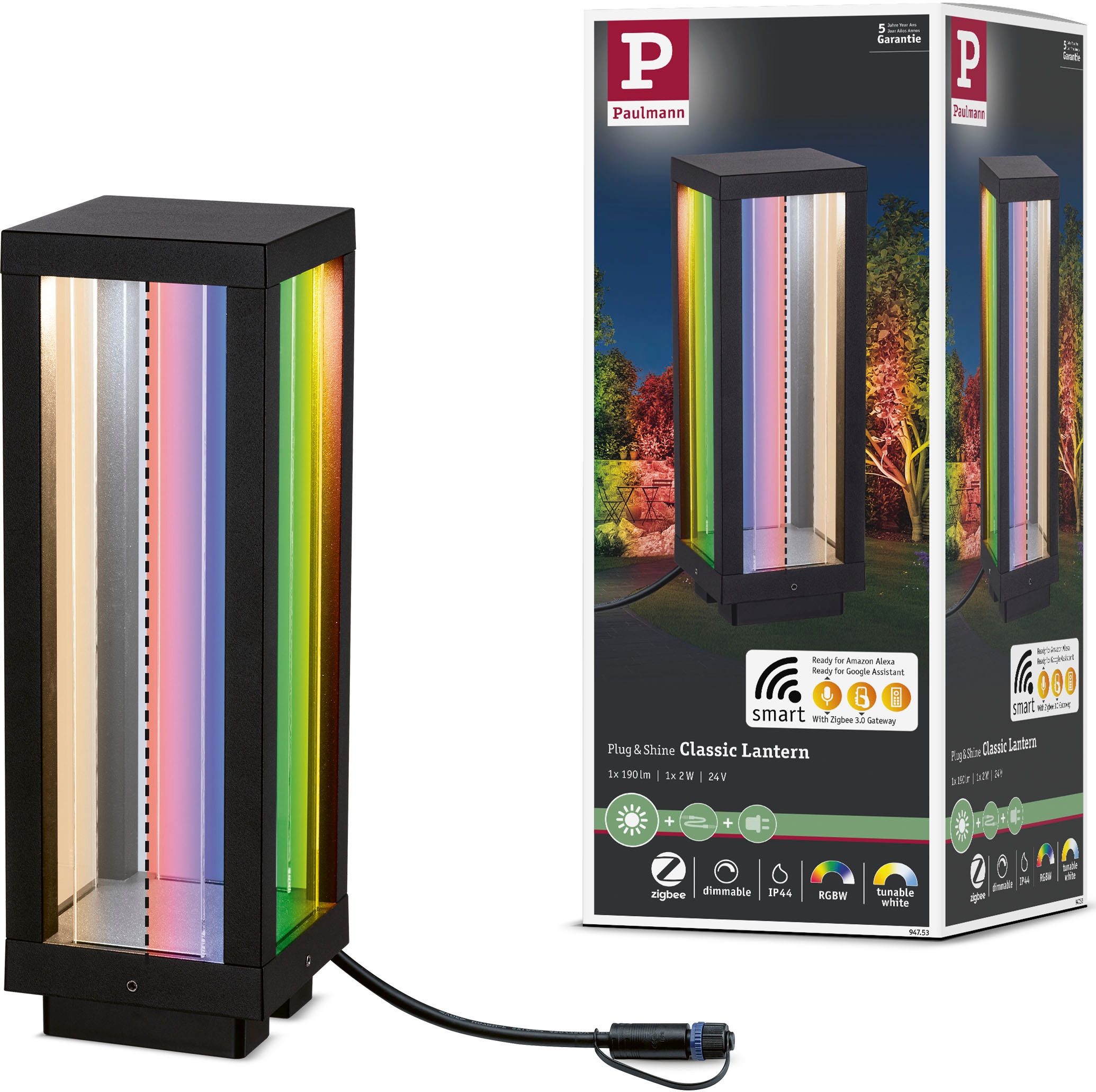 Paulmann LED Gartenleuchte »Outdoor Plug & Shine Classic Lantern 30 ZigBee IP44 RGBW«, 1 flammig, ZigBee IP44 RGBW