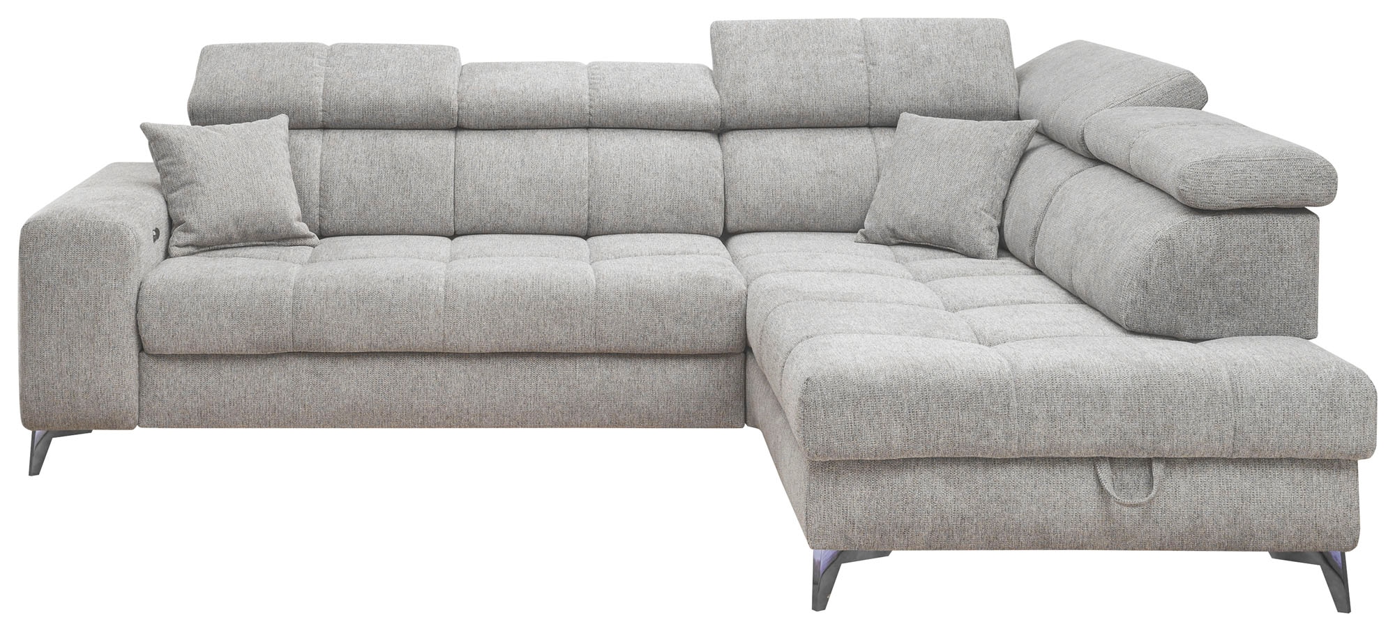 ED EXCITING DESIGN Ecksofa »Sydney L-Form mit Bettfunktion, Bettkasten, Kopfteilverstellung«, motorischer Sitztiefenverstellung, USB-Port & 2 Zierkissen