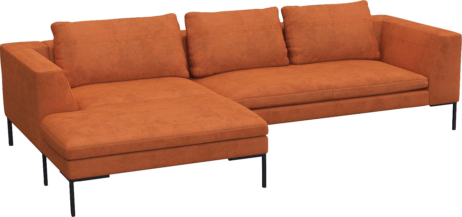 FLEXLUX Ecksofa »Loano, toller Sitzkomfort, L-Form«, modernes Sofa, frei im Raum stellbar, lose Kissen, Kaltschaum im Sitz