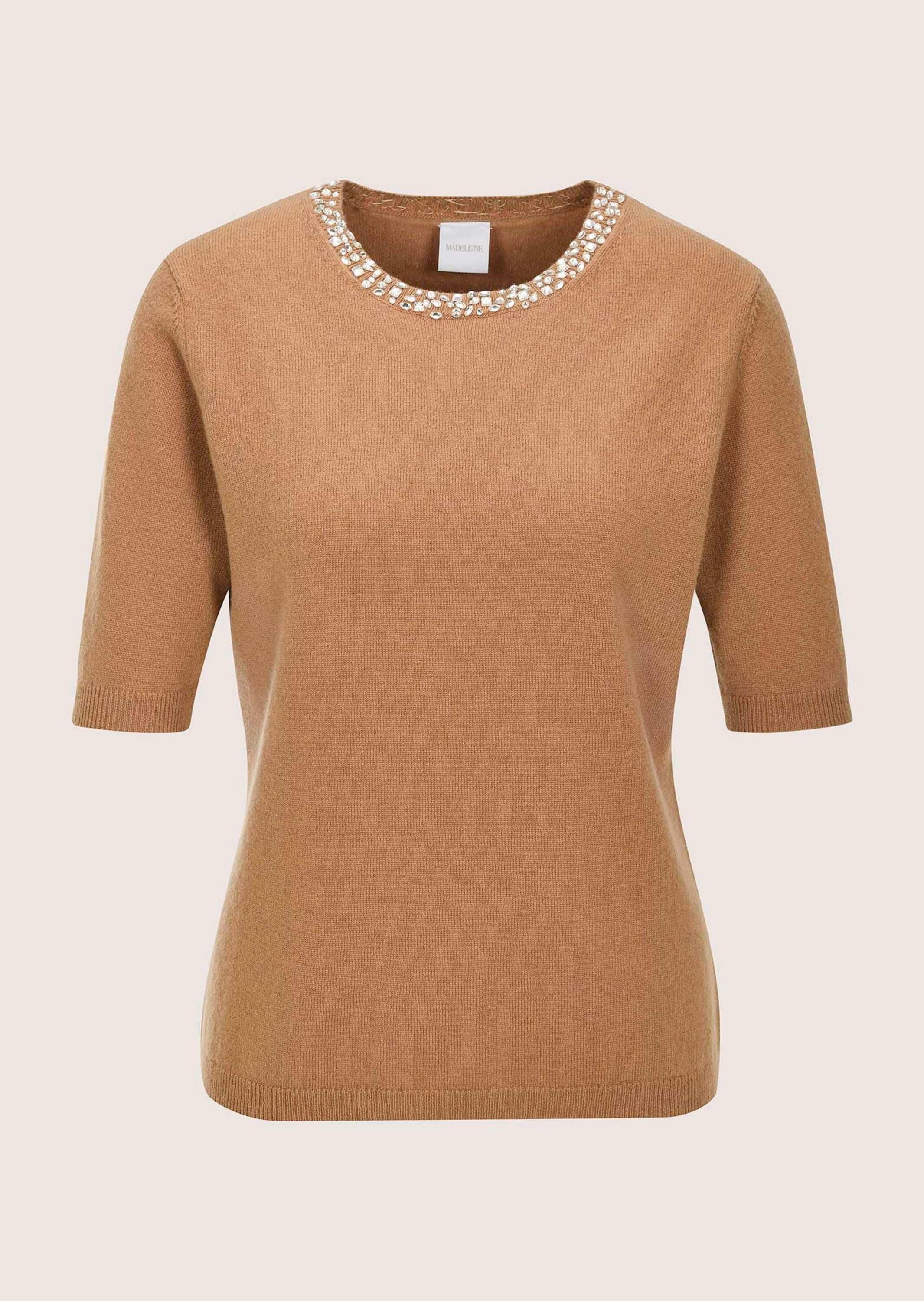 MADELEINE Longpullover "Kaschmirpullover Feinstrickpullover mit Schmuckstei günstig online kaufen