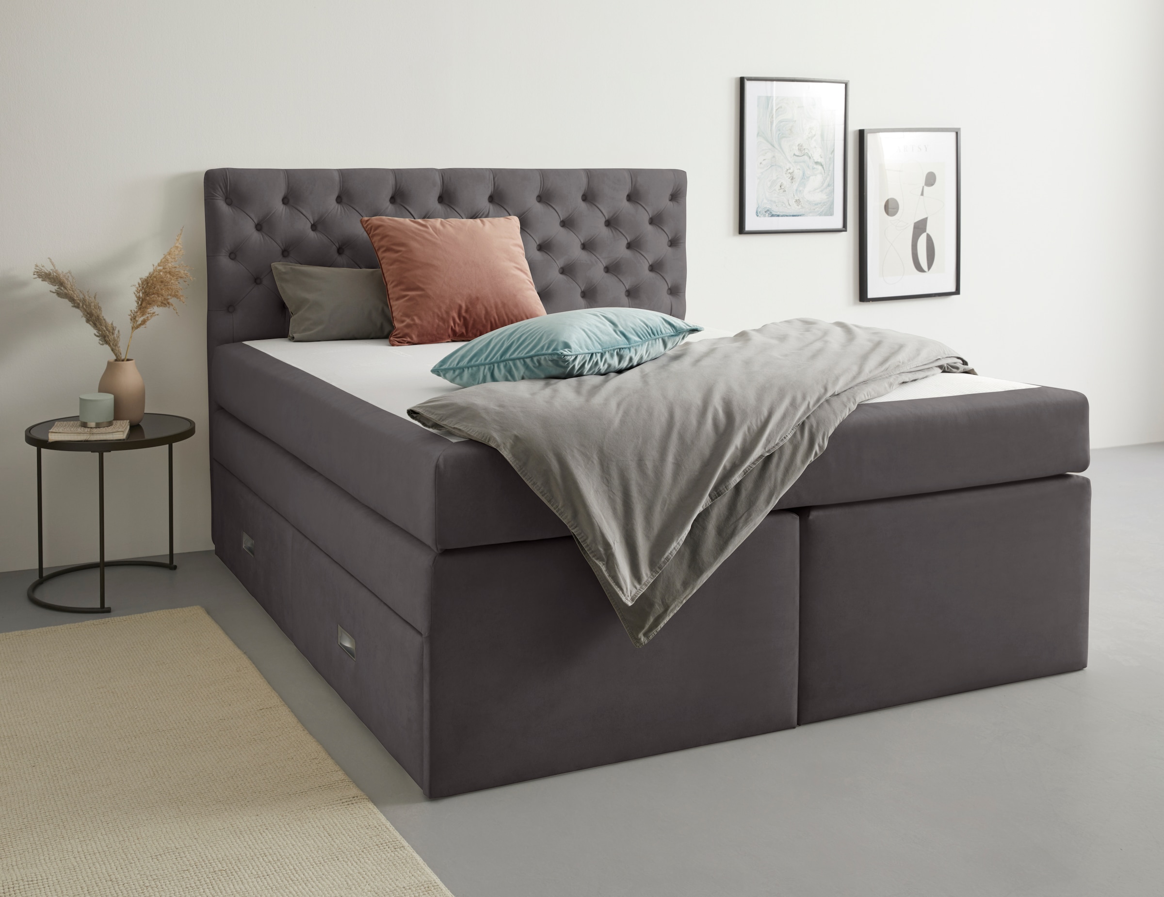 Home affaire Polsterbett "Boxbett Alvi mit Schubladen, Taschen-Federkernmat günstig online kaufen