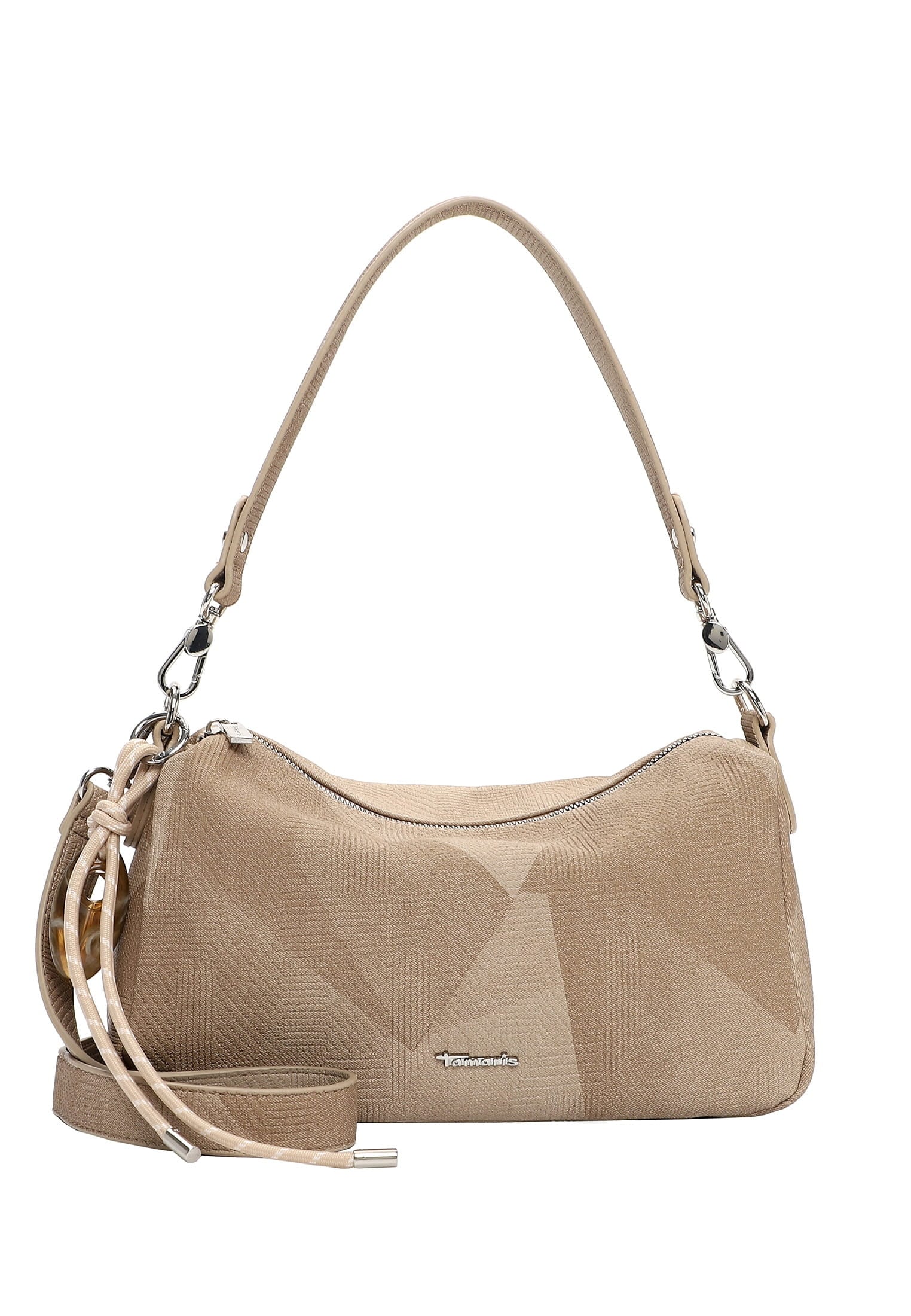 Beuteltasche TAMARIS "Beutel TAS Karen", Damen, Gr. B/H/T: 27cm x 17cm x 10cm 0, beige (sand 420), Polyurethan, Taschen Beuteltasche
