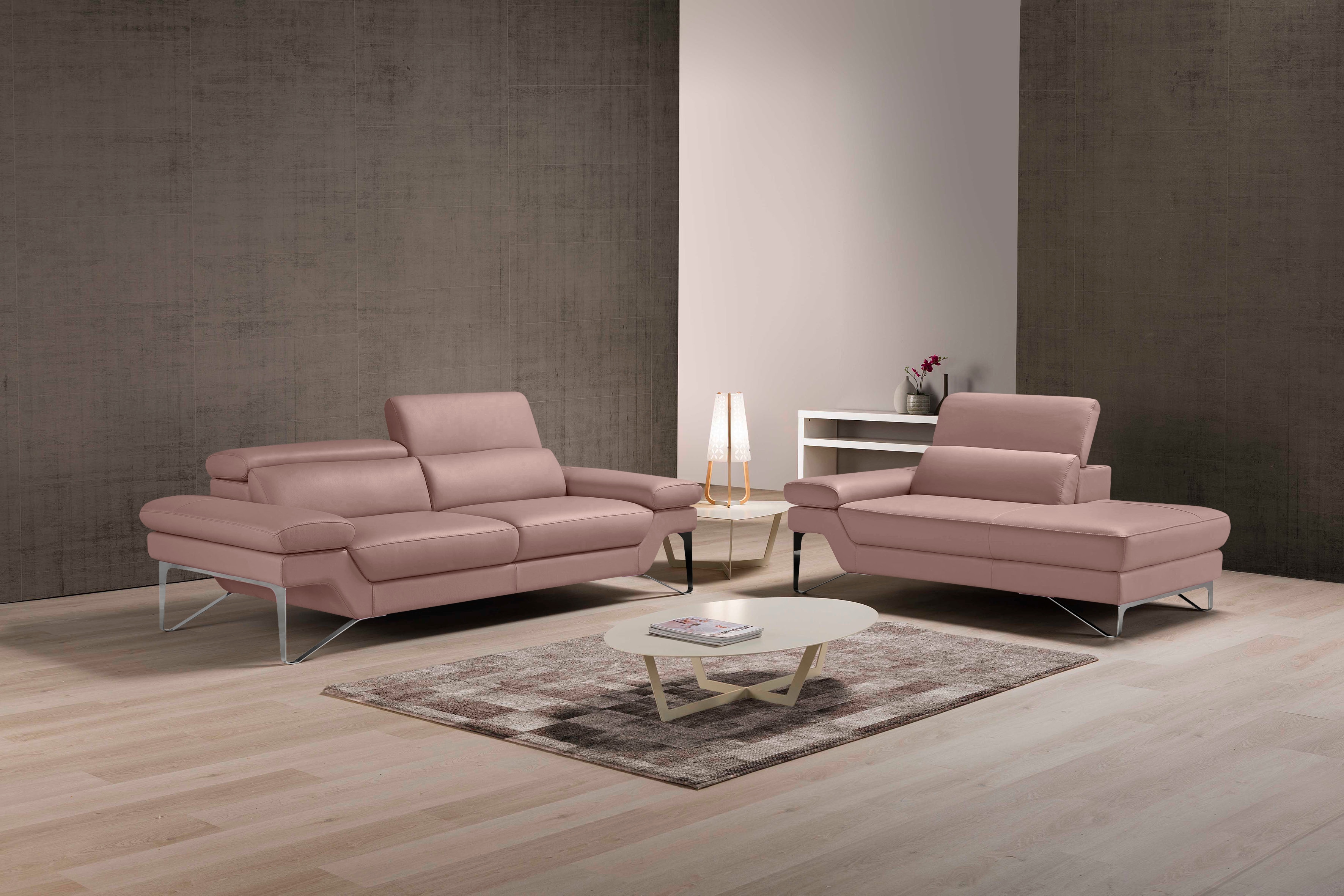 Egoitaliano Polstergarnitur "Princess Design und Sitzkomfort im Einklang, bequem und hochwertig" Set aus 2,5 Sitzer und freitehende Ottomane, Kopfstützen verstellbar