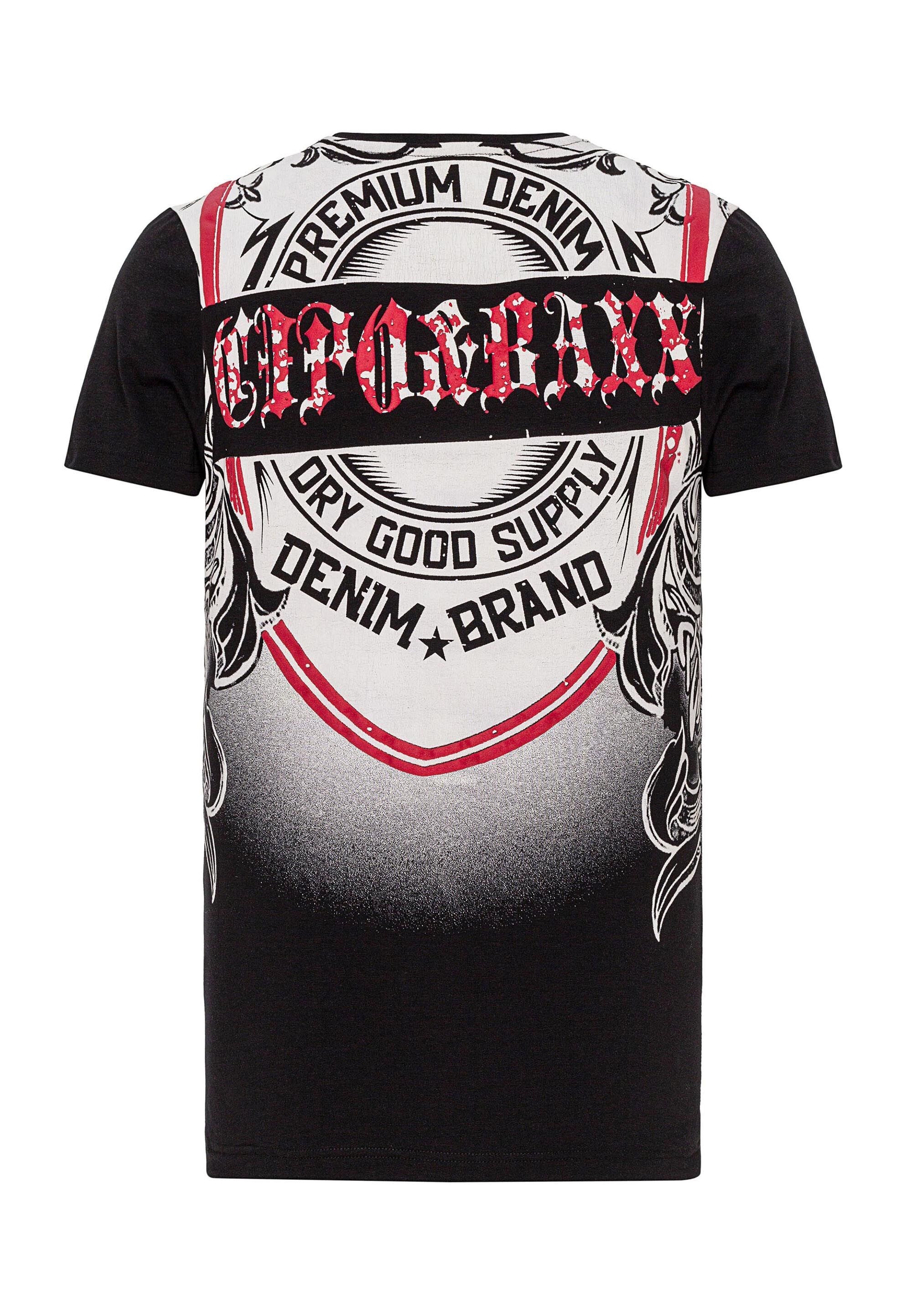 Cipo & Baxx T-Shirt »T-Shirt«, große Tribal- und Markenprints setzen rockige Akzente