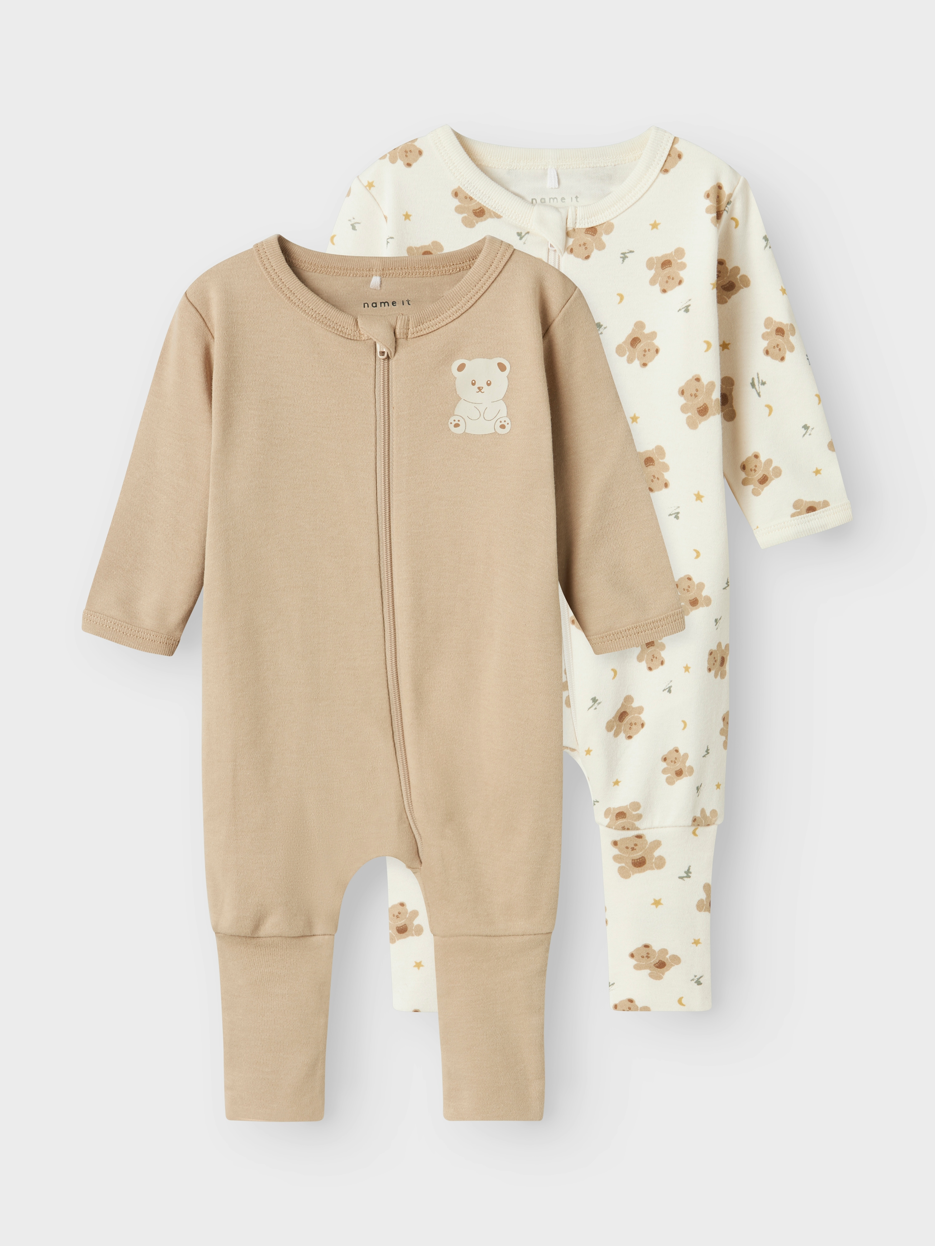 NAME IT Jungen Schlafoverall "NBNNIGHTSUIT 2P ZIP FF JET BEAR NOOS", Gr. 62, grün, Jersey, Obermaterial: 100% Baumwolle, bedruckt, Overalls