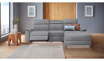 Ecksofa »Pareli, L-Form, 259cm,m. Recamiere, Echtleder, Kunstleder, Webstoff«