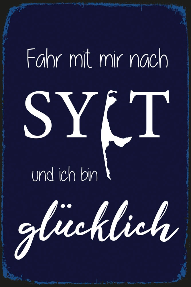QUEENCE Fahr mit mir nach Sylt Metal Sign White 30x20cm