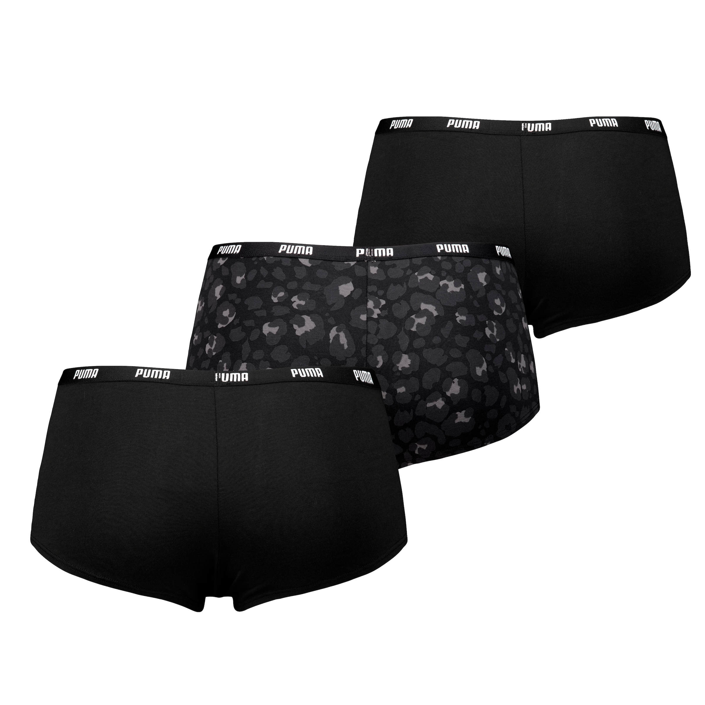 PUMA Panty »PUMA WOMEN PRINTED MINI SHORT 3P PACK«, (3er Pack), 2x uni, 1x Animal-Design