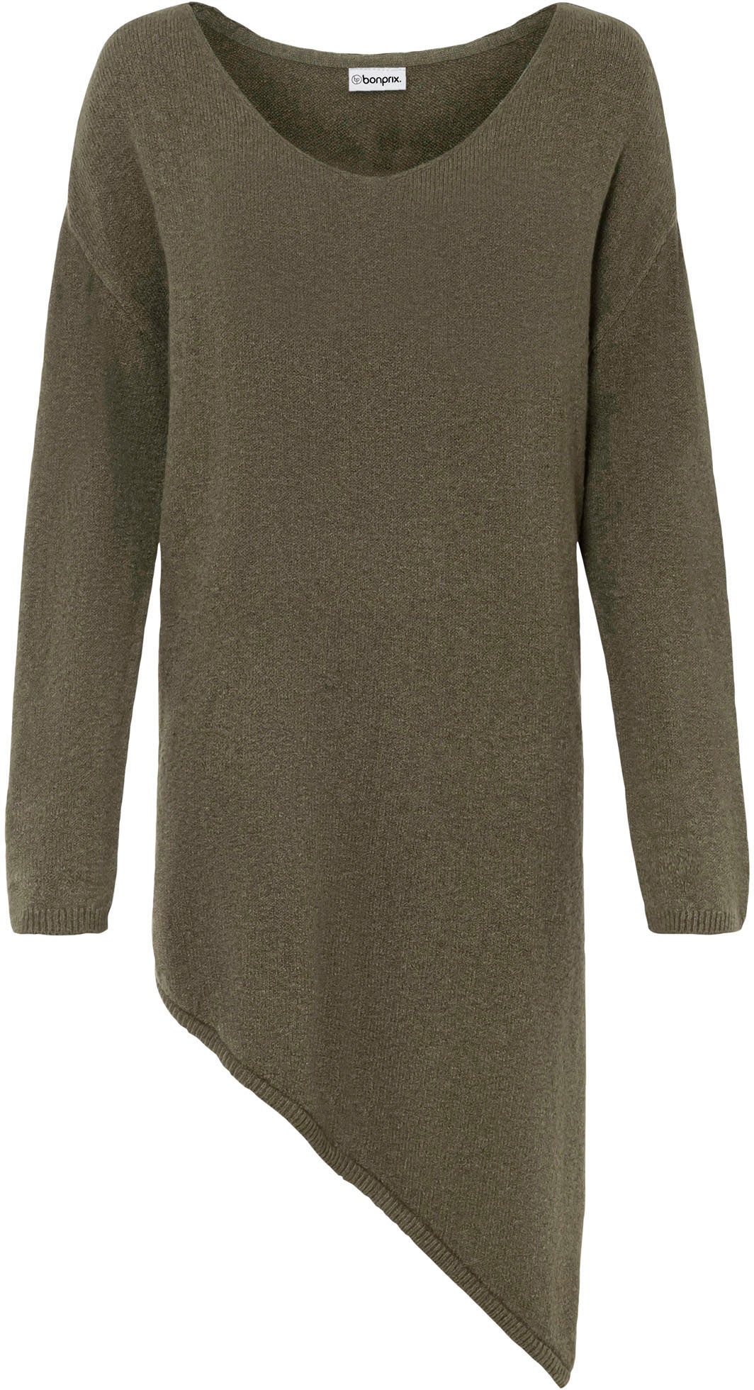 bonprix Strickpullover »Asymmetrischer Pullover« aus Baumwolle, Polyacryl, Polyamid und Elasthan, Oversize Passform