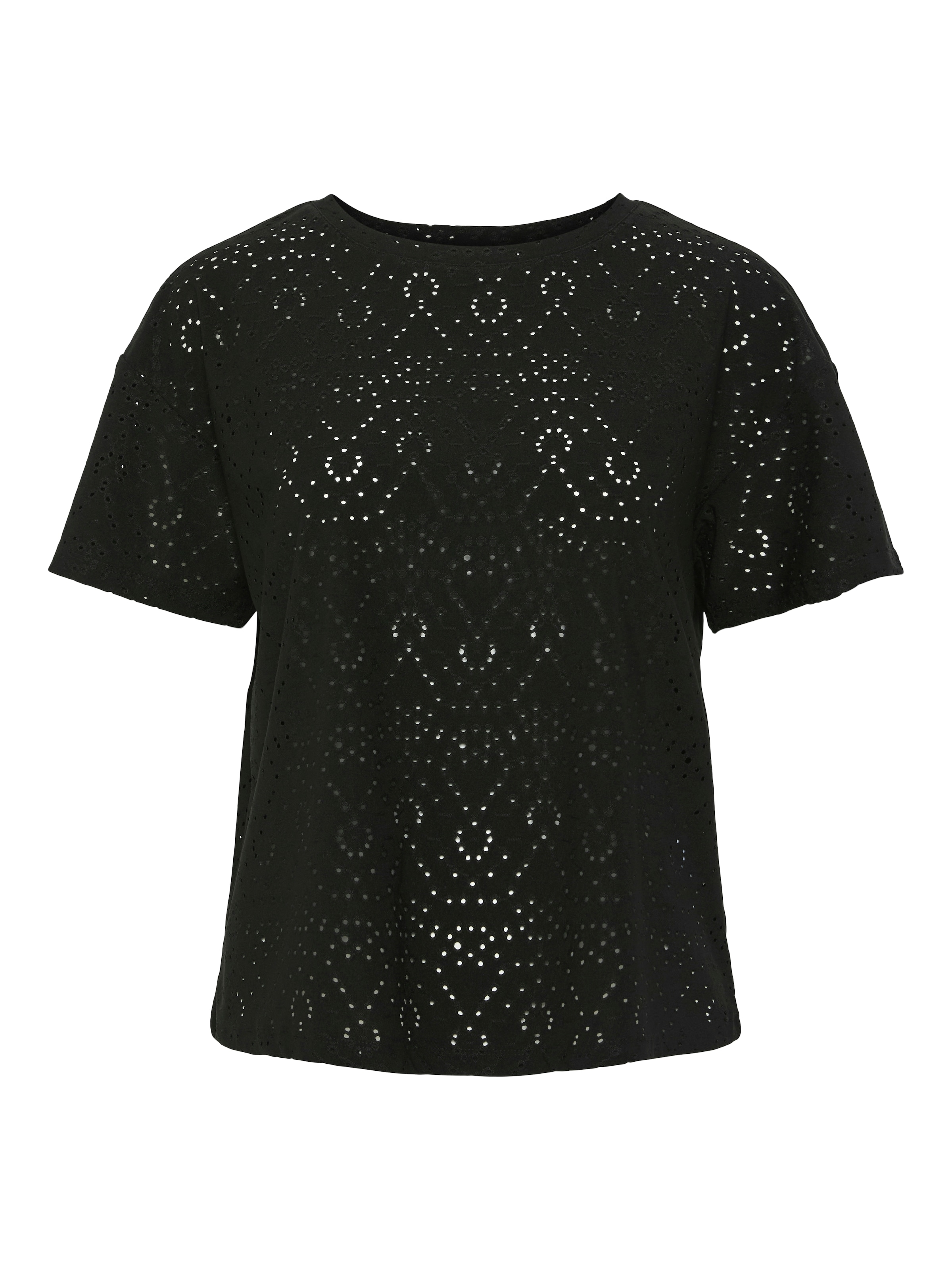 pieces Kurzarmshirt »PCABBY SS BROD ANG TEE NOOS BC«, aus Lochspitze