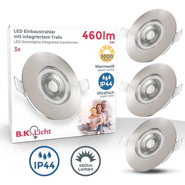 B.K.Licht LED Einbauleuchte, 3 flammig-flammig, LED Einbaustrahler Bad  Spots Lampe ultraflach Deckenspots IP44 | BAUR