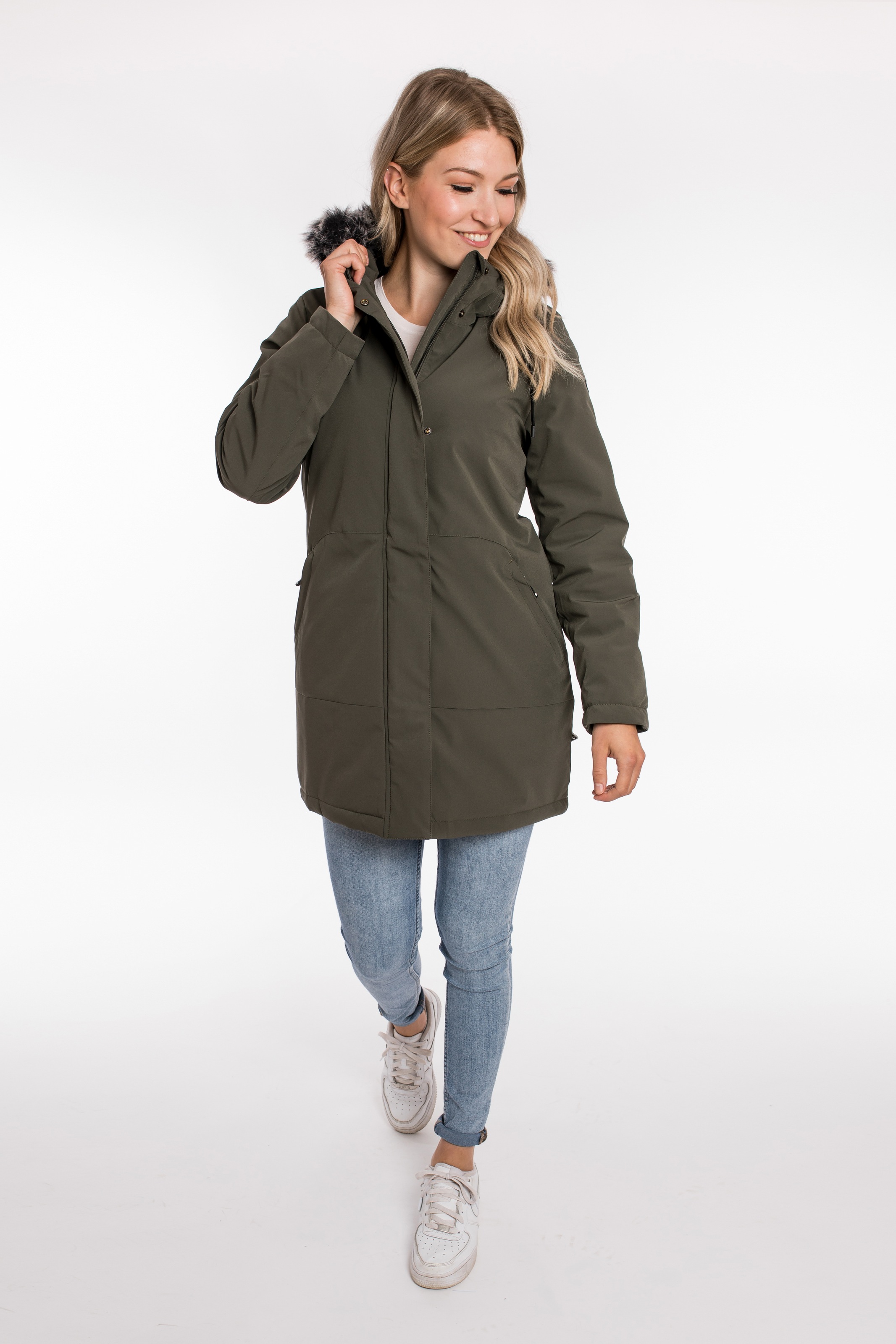 DEPROC Active Parka »DIAMOND PEAK Women«, mit abnehmbarem Kunstfellbesatz