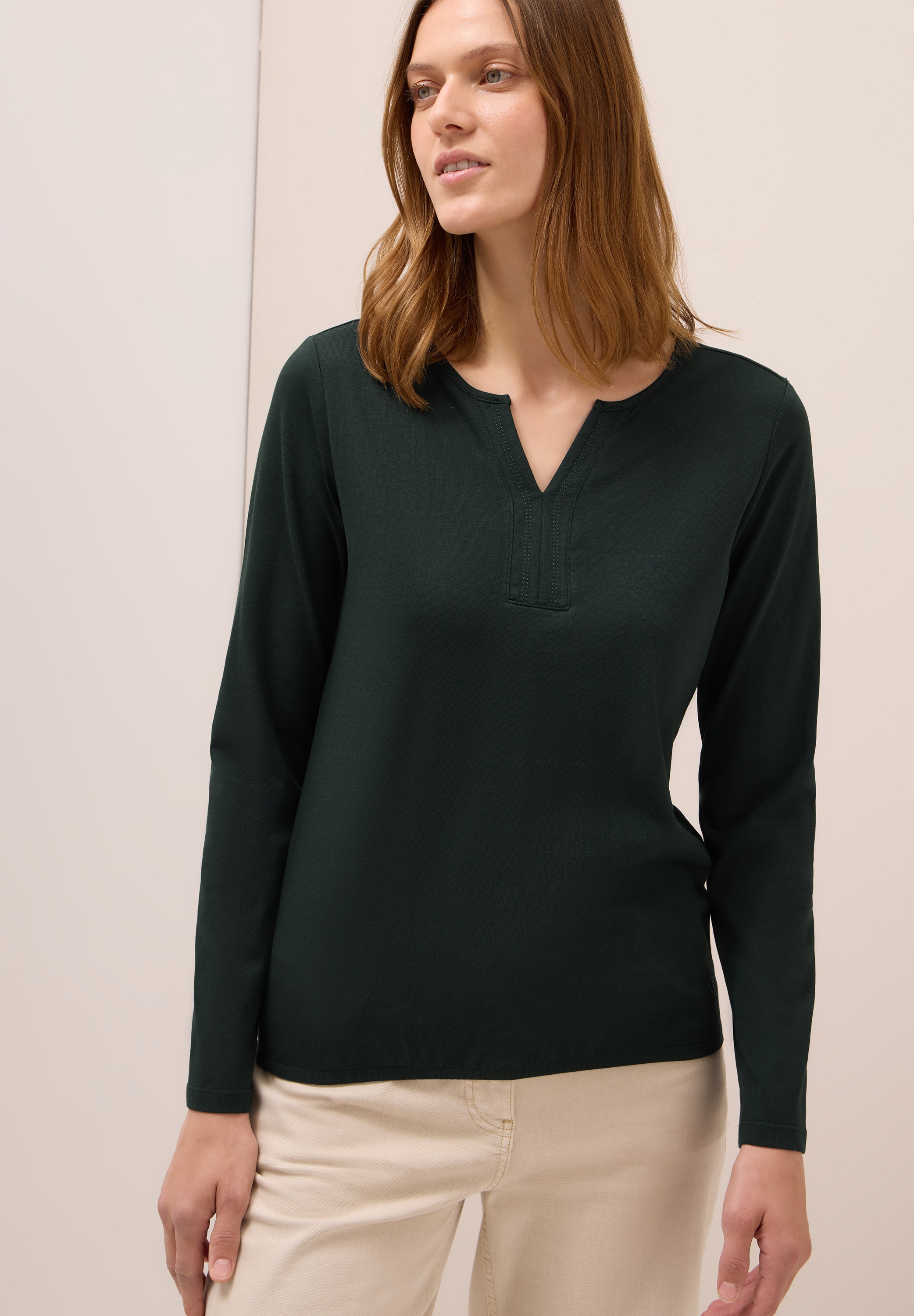 Cecil Tunikashirt Split Neck, unifarben günstig online kaufen