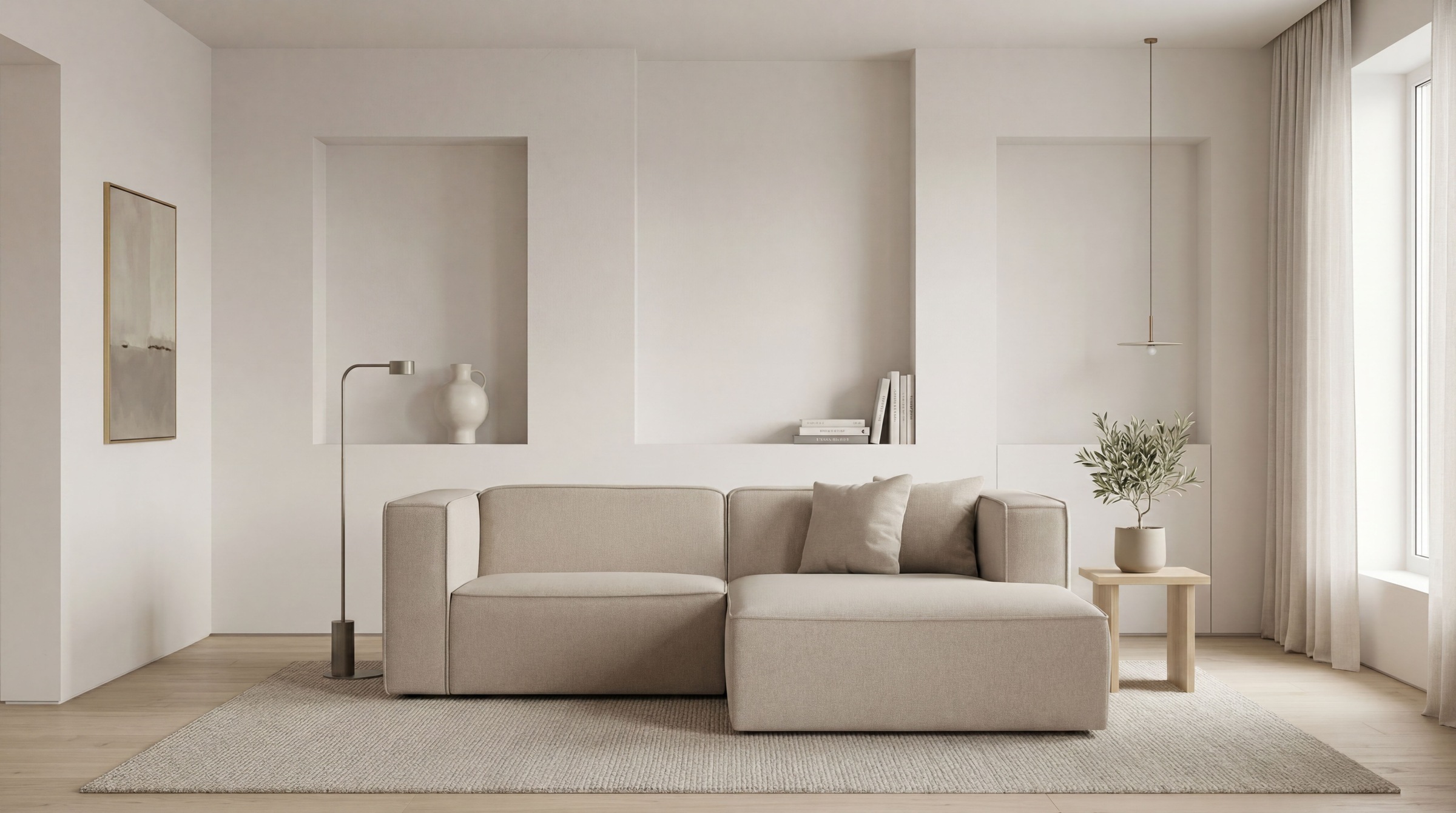OTTO home Ecksofa "Tammie" Breite 222 cm, Webstoff fein, bodentief, mit Wellenunterfederung