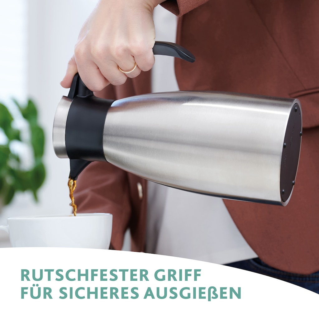 Emsa Isolierkanne »Soft Grip«, 1,5 l, Soft Grip-Griff, 100 % dicht, auslaufsicher, platzsparend, Edelstahl