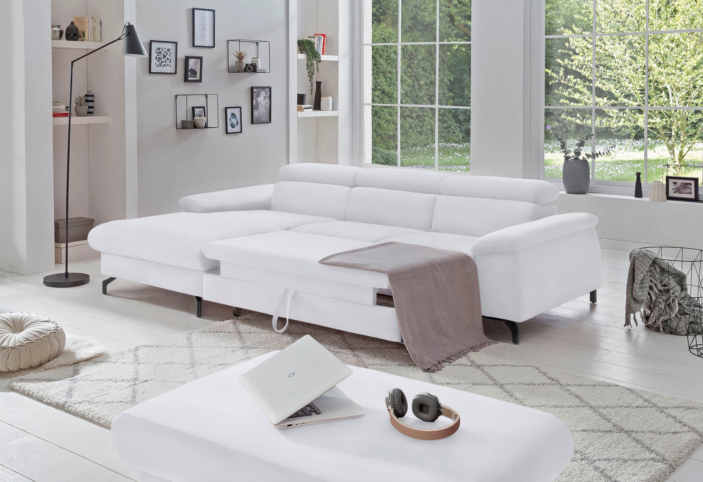 COTTA Ecksofa »Kitty L-Form, B: 242 cm«, mit Kopfteilverstellung, optional Bettfunktion & Bettkasten