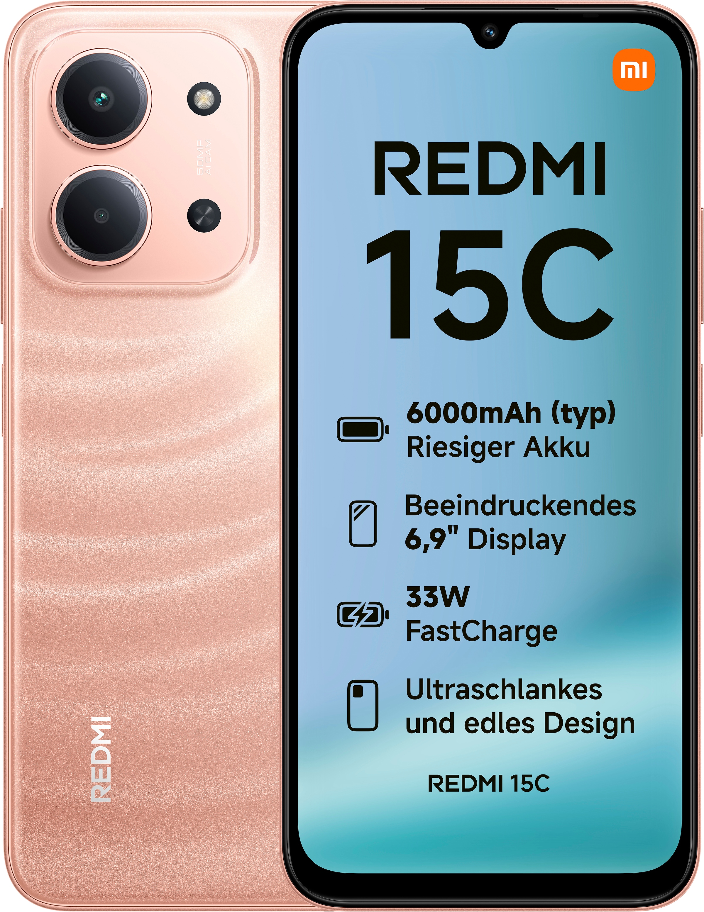 XIAOMI Smartphone "Redmi 15C 4+128GB", 128 GB, orange, Mobiltelefone