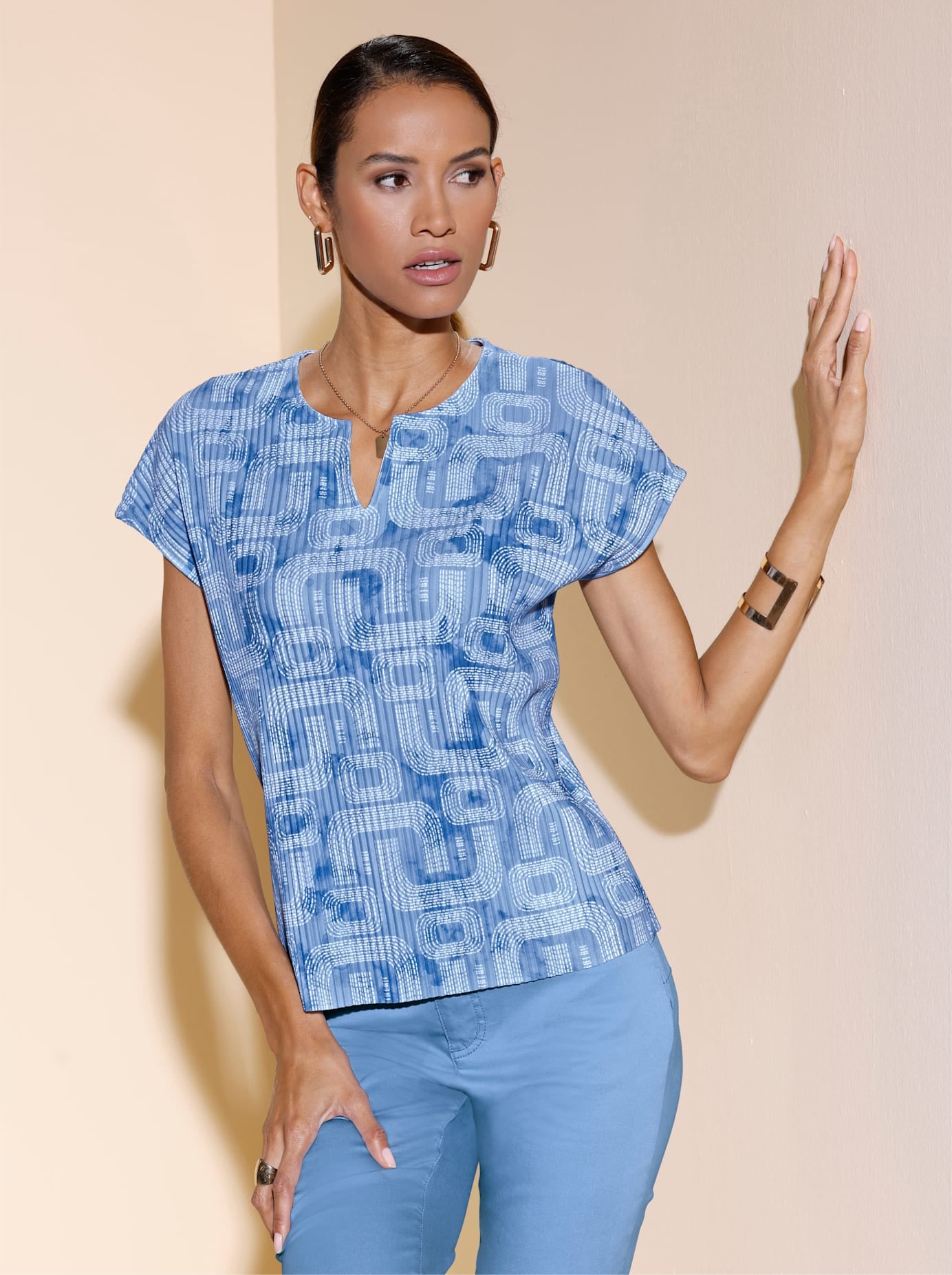 creation L Kurzarmshirt "Plissee-Shirt" 1 tlg. günstig online kaufen