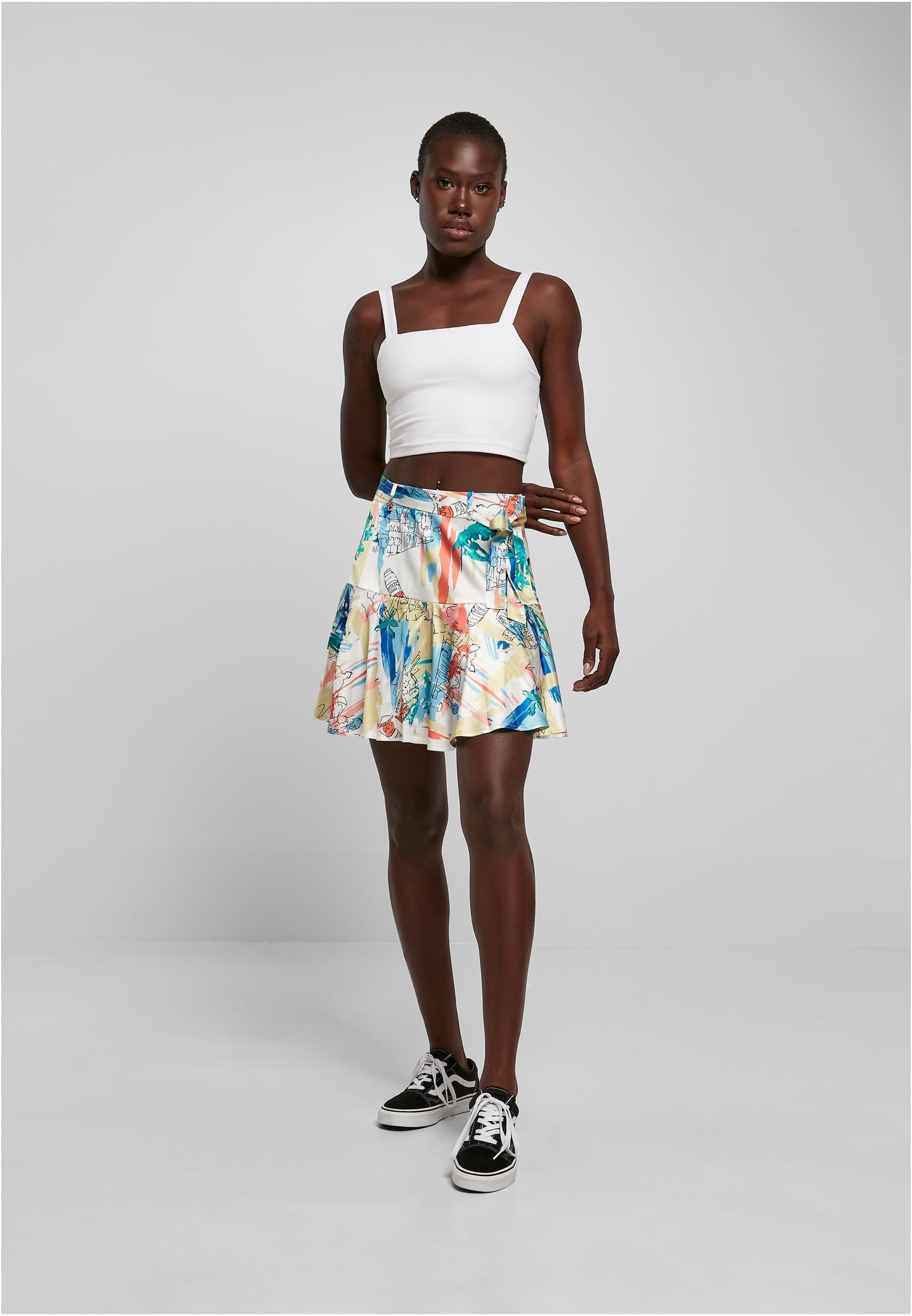 URBAN CLASSICS Jerseyrock »Urban Classics Damen Ladies AOP Satin Mini Skirt«, (1 tlg.)