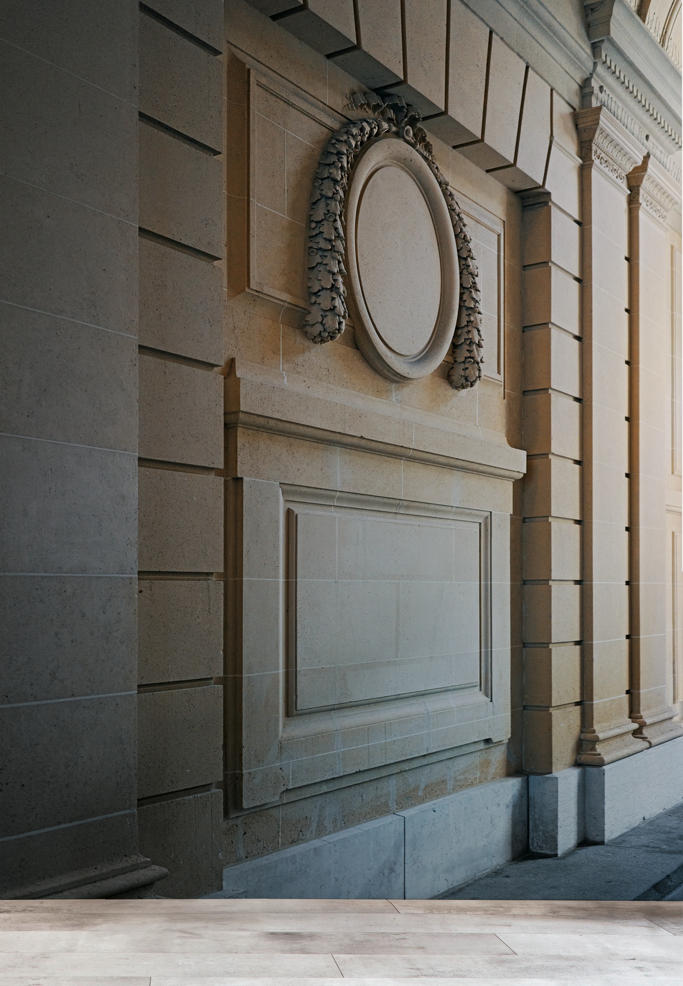 living walls Vliestapete »Fototapete Fassade Klassik Sandbeige - Architektur« matt strukturiert