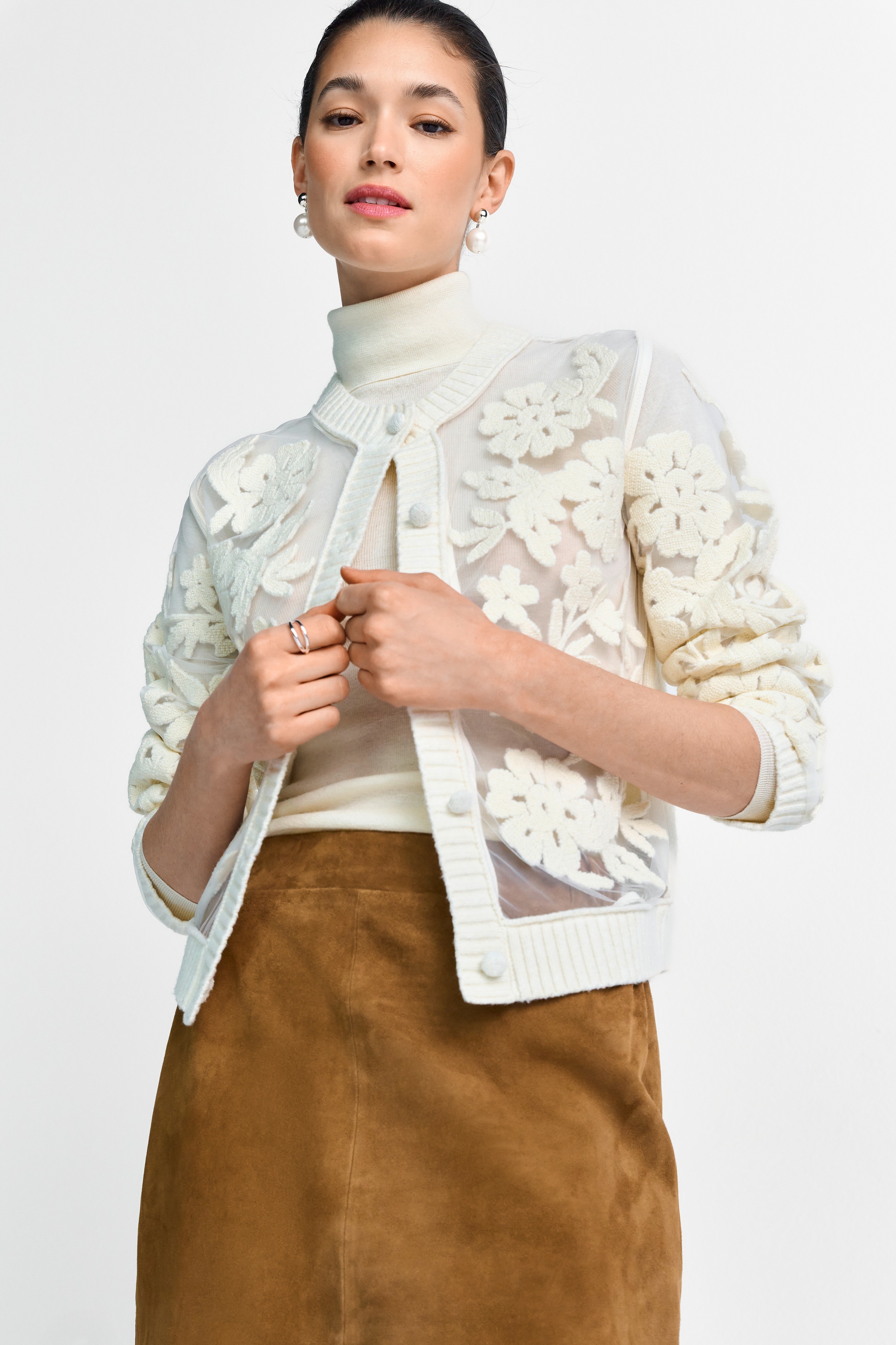 RICHROYAL Cardigan mit Mesh Embro günstig online kaufen