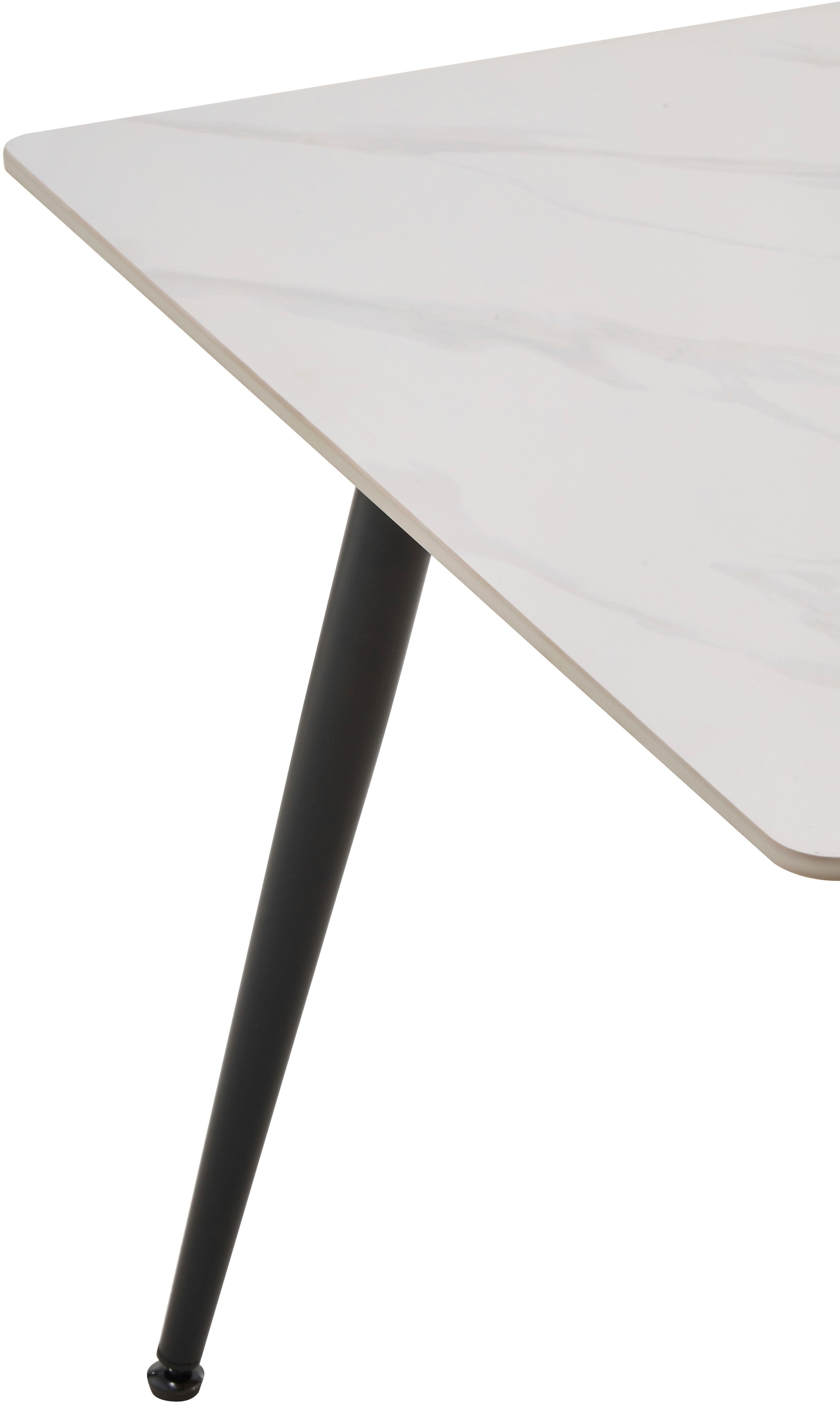 OTTO home Essgruppe »Juniper« Set, 5 tlg. Tisch 140x80cm in Sinterstein-Keramikoptik mit 4 Stühlen, 360° drehbar