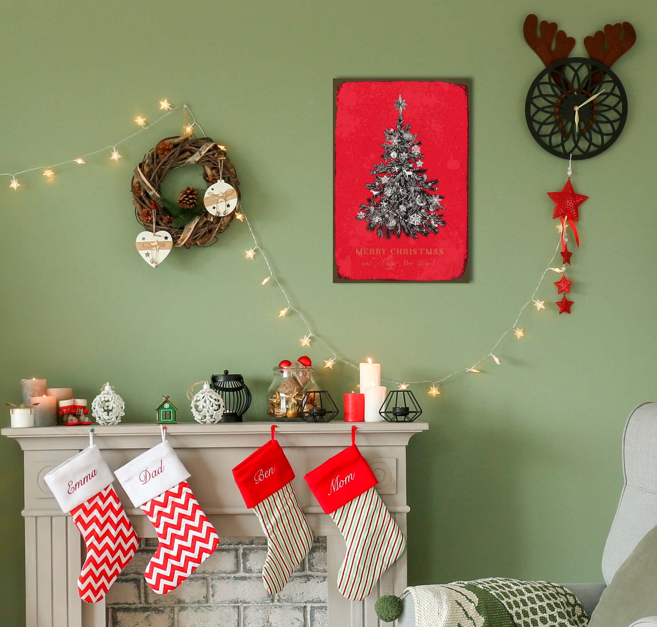 queence Metallbild "Merry Christmas" 1 Stk. tlg. Stahlschilder günstig online kaufen