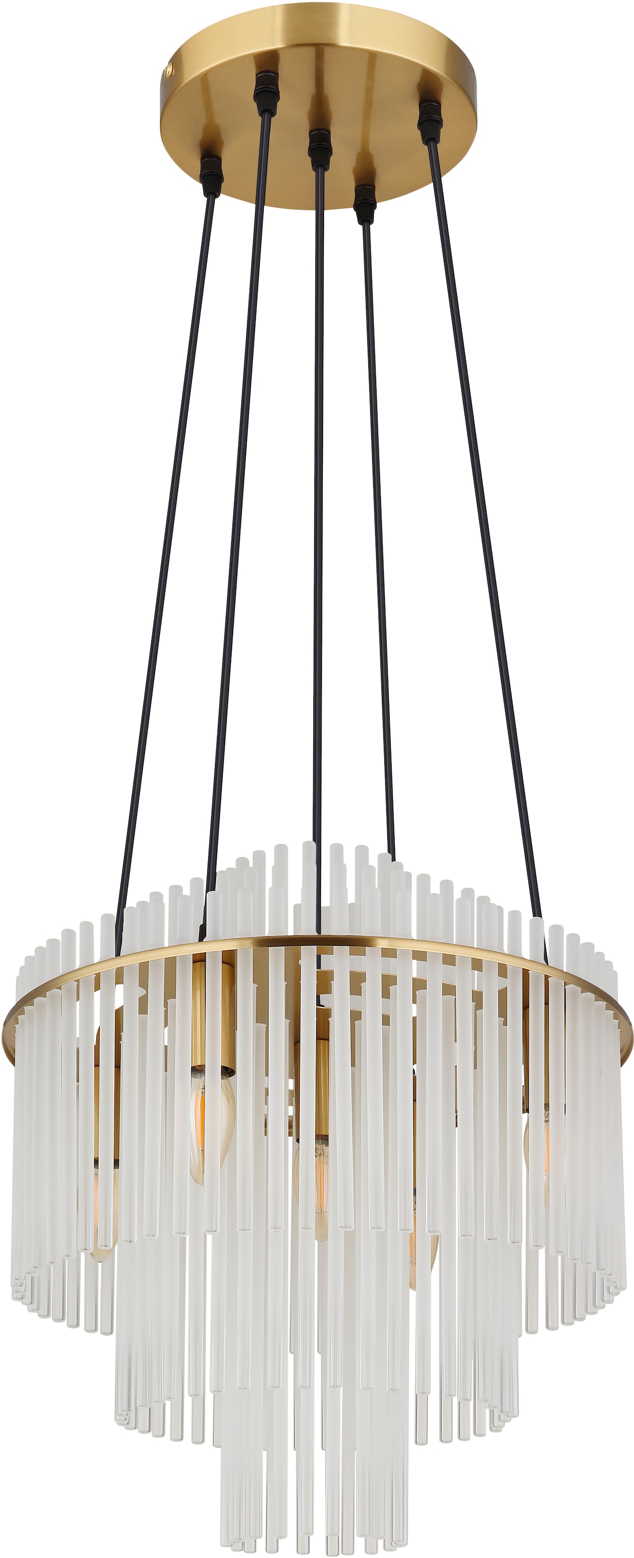 GLOBO LIGHTING Hängeleuchte »GORLEY« E14 1 Stk. Hängelampe goldfarben Glasstäbe opal klar verlaufend elegant