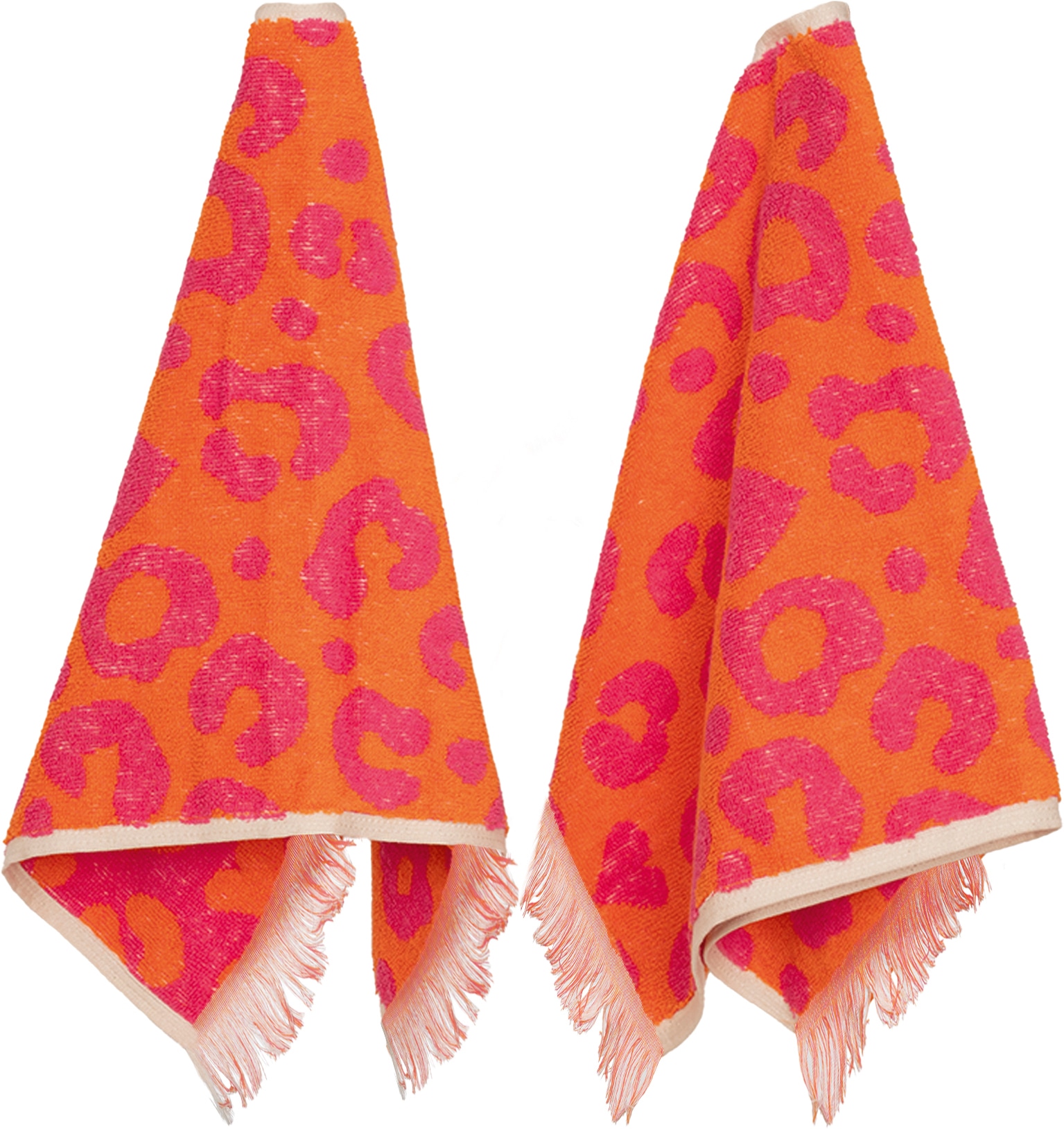 PAD Gaestehandtuecher "LEO, 30x50 cm" Leo-Design, Jacquard-Webung, weich und saugstark, mit Fransen