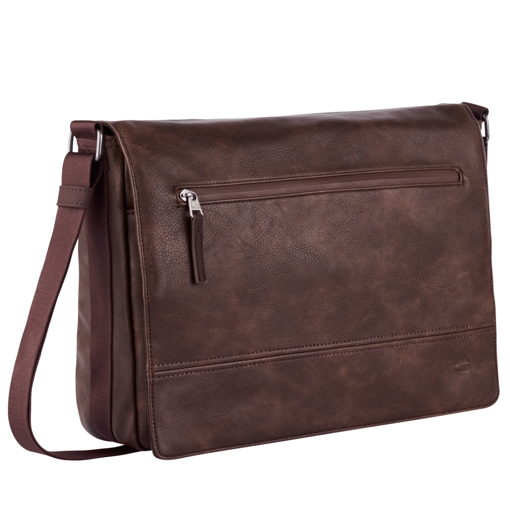 Messenger Bag CAMEL ACTIVE "Traces", Herren, Gr. B/H/T: 38,5cm x 27cm x 10cm, braun, Polyurethan, Taschen, aus Lederimitat, funktional mit vielen Fächern & hochwertigem Gurtband