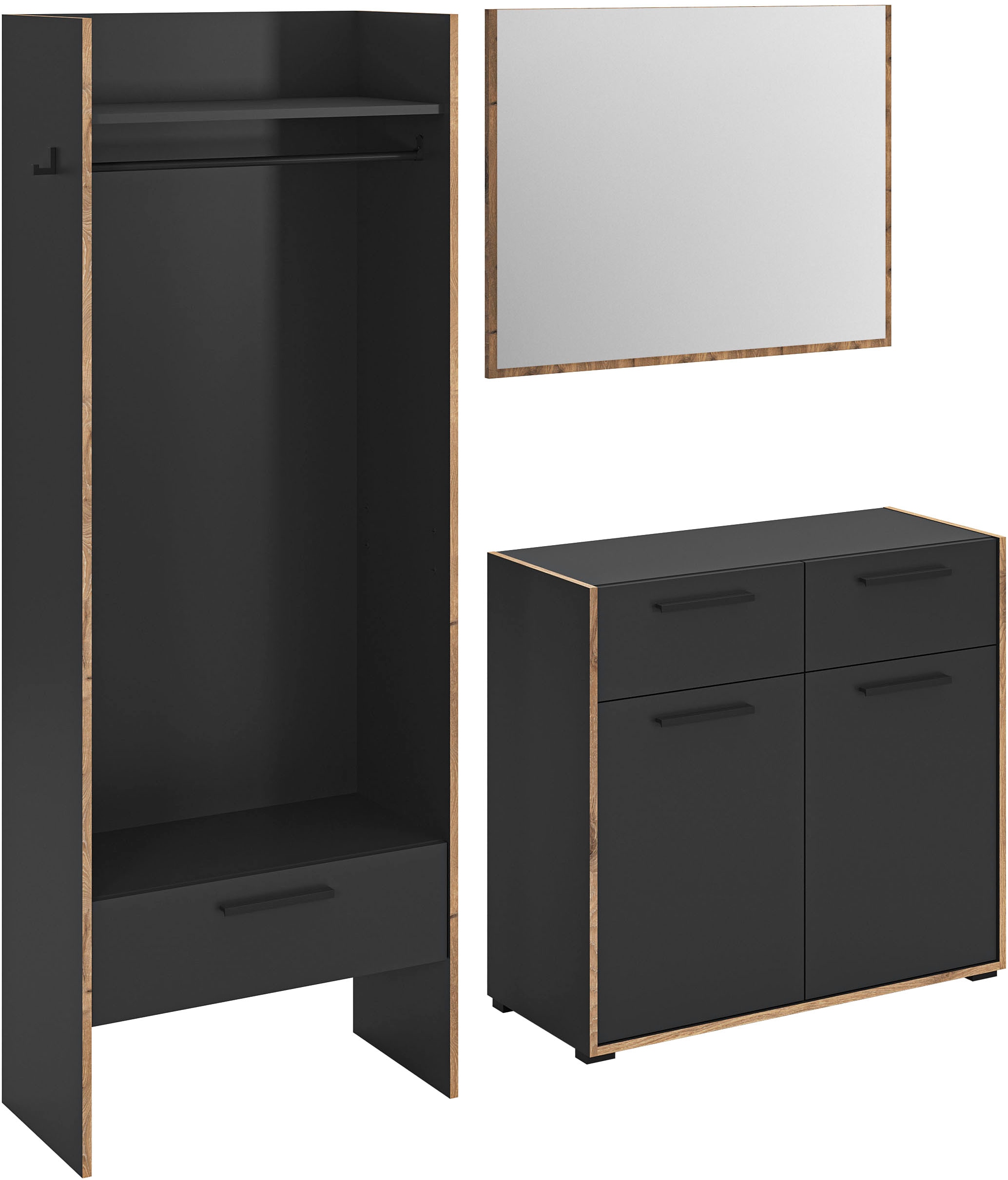 Home affaire Garderoben-Set "MUSTA, 3-teilig: Garderobenschrank, Kommode & günstig online kaufen