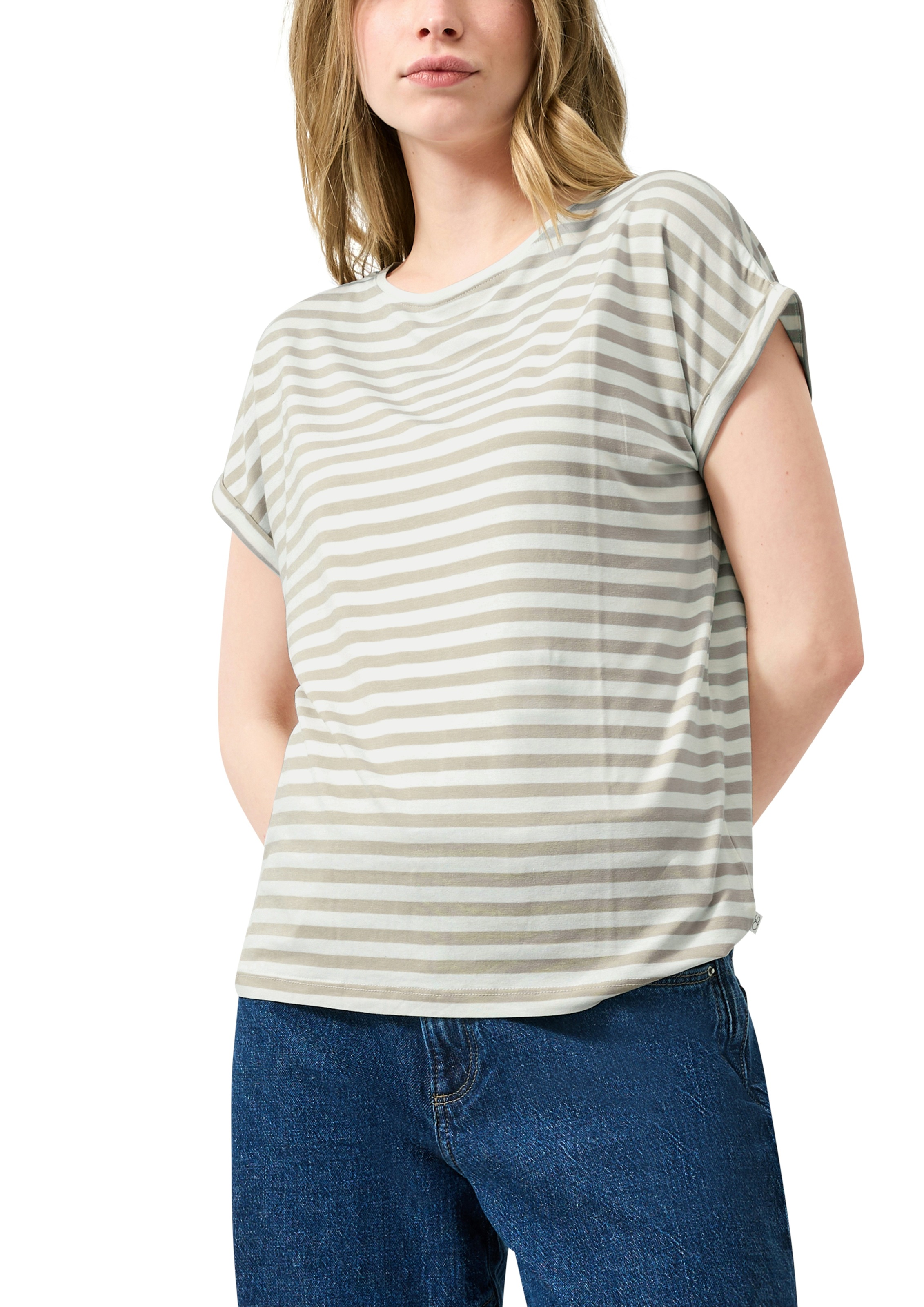 QS Kurzarmshirt im Streifen-Design günstig online kaufen