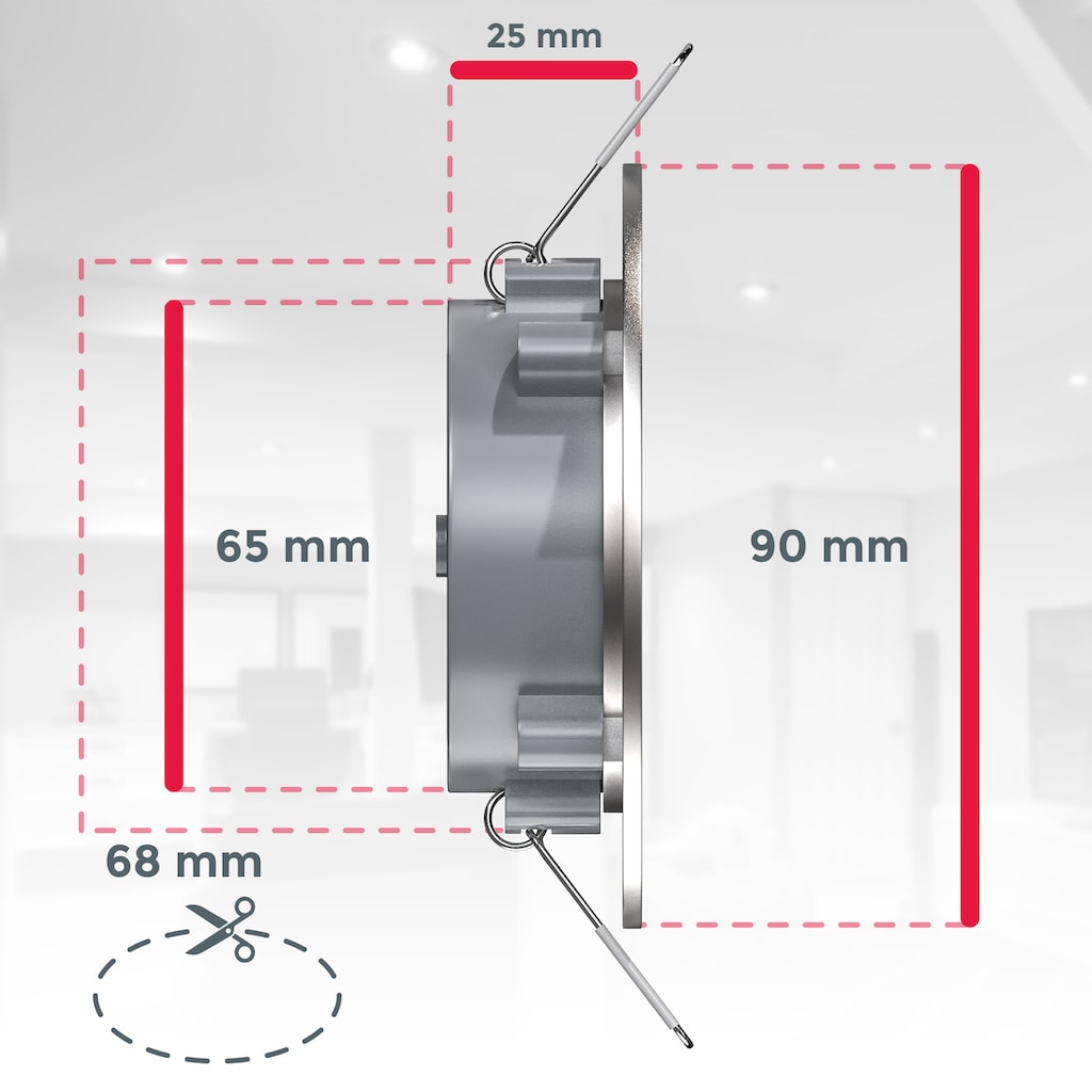 B.K.Licht LED Bad-Einbauleuchte, 6er Set, Schutzart IP44, spritzwassergeschützt