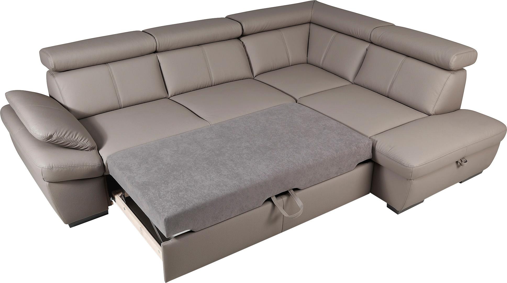 exxpo - sofa fashion Ecksofa »Salerno, klassisch modernes Funktionssofa, hoher Sitzkomfort, L-Form«, inkl. Kopf- und Armteilverstellung, wahlweise mit Bettfunktion