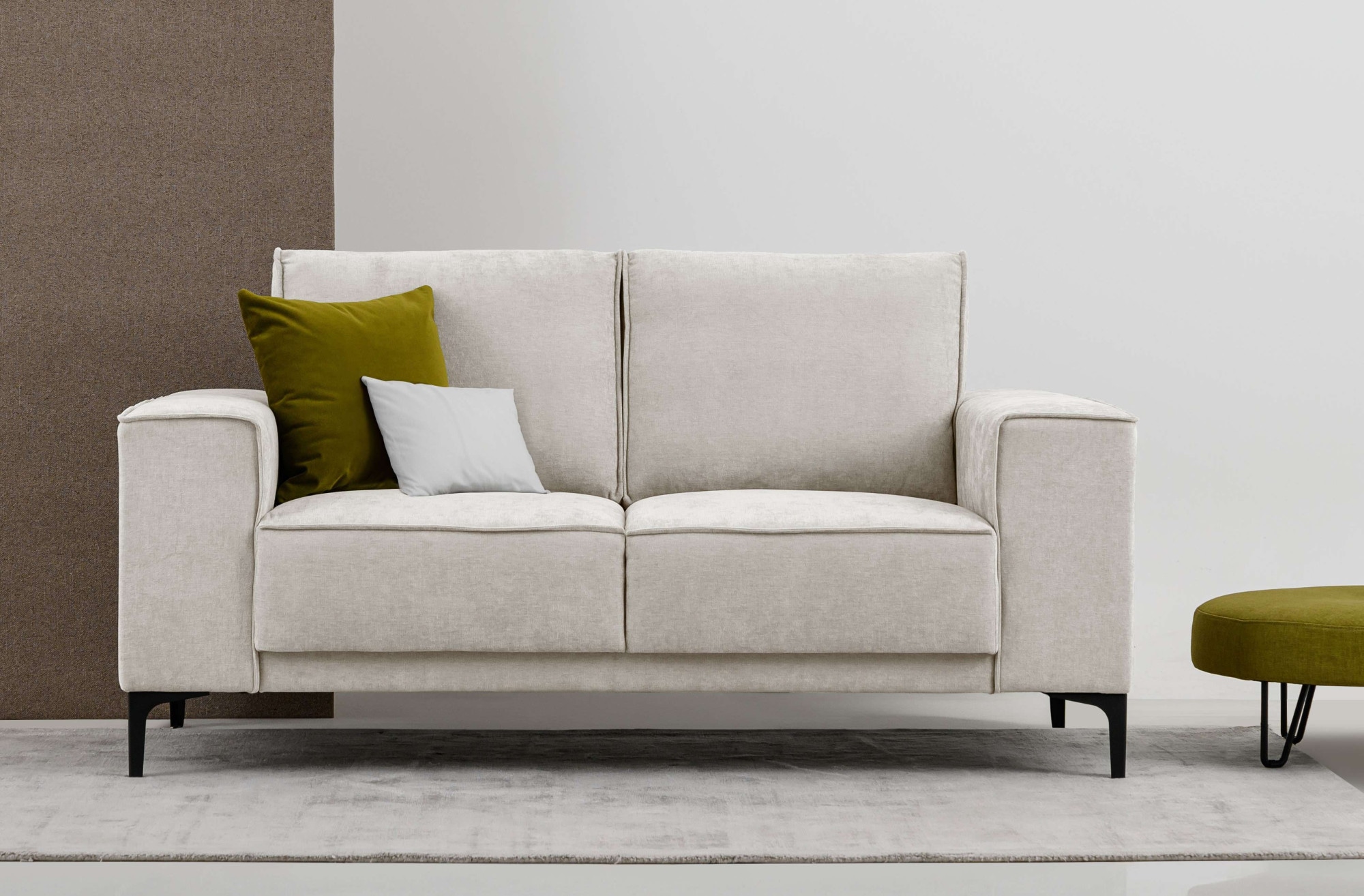 OTTO home 2-Sitzer "OLAND Struktur fein, Sofa, B: 164 cm, Skandi-Design" 164 cm, Wellenunterfederung, Skandi-Design, Metallfüße